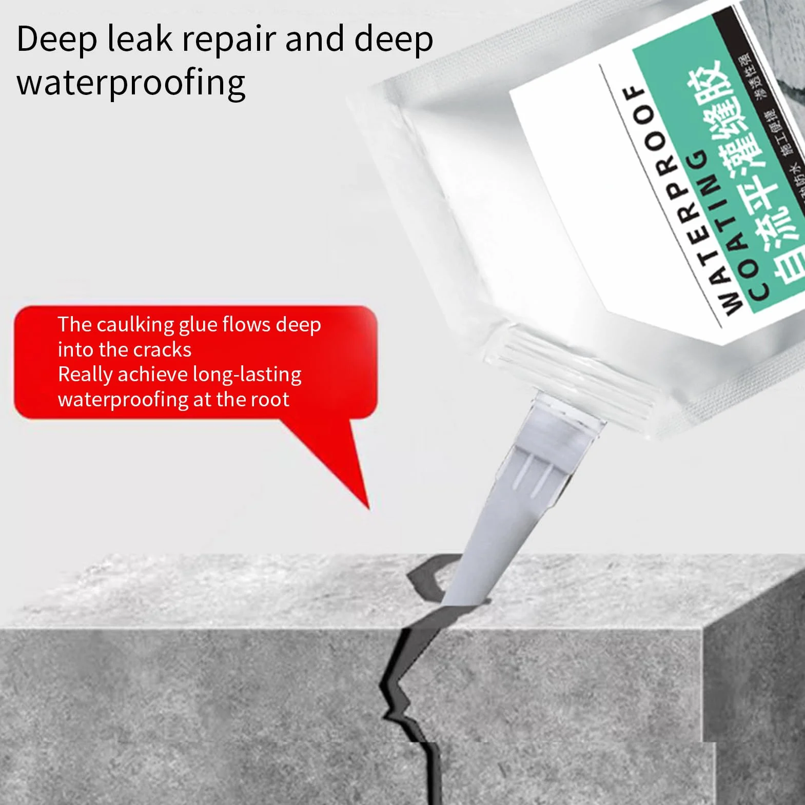 Waterproof Sealant, Concrete Crack Filler, 500ml High-Strength Grouting Repair Adhesive for Walls, Floors, Roofs, Exterior Interior, Brick, Wood, Stone, 1-3 Days Curing Time