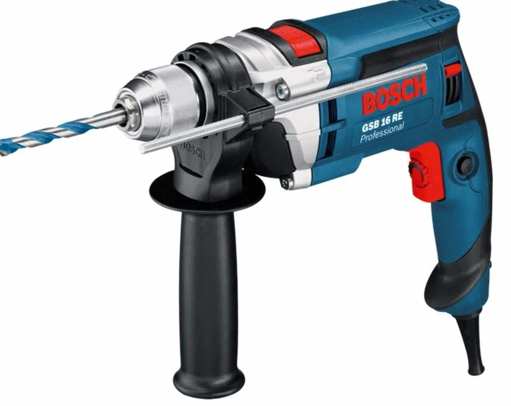 Bosch Professional: wiertarka udarowa GSB 16 RE (szybkozaciskowy uchwyt wiertarski 13 mm, ogranicznik głębokości 210 mm, rękojeść dodatkowa, walizka)