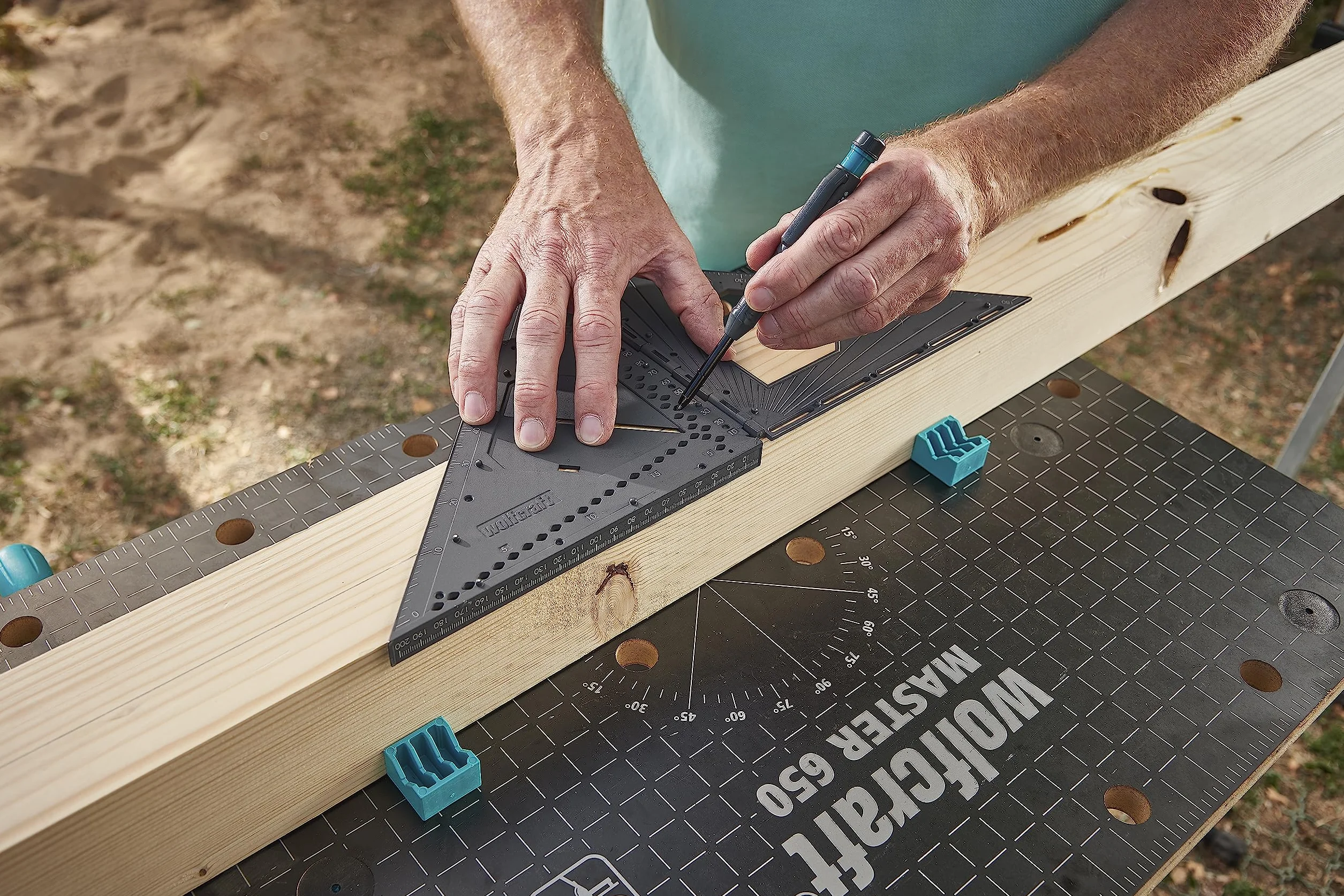 wolfcraft Kąty pomiarowe i oznaczające Vario 3D PRO I 5219000 I składane narzędzie pomiarowe do powierzchni i trójwymiarowych przedmiotów, tworzywo sztuczne