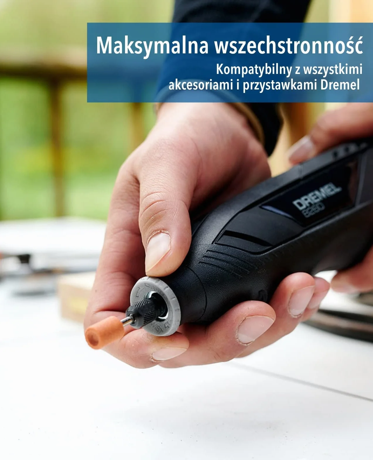 Dremel 8260, Akumulatorowe narzędzie wysokoobrotowe z silnikiem bezszczotkowym i aku. litowo-jonowym 12V 3Ah, zestaw z 5 akcesoriami, regulacja prędkości 5 000 – 30 000 obr./min