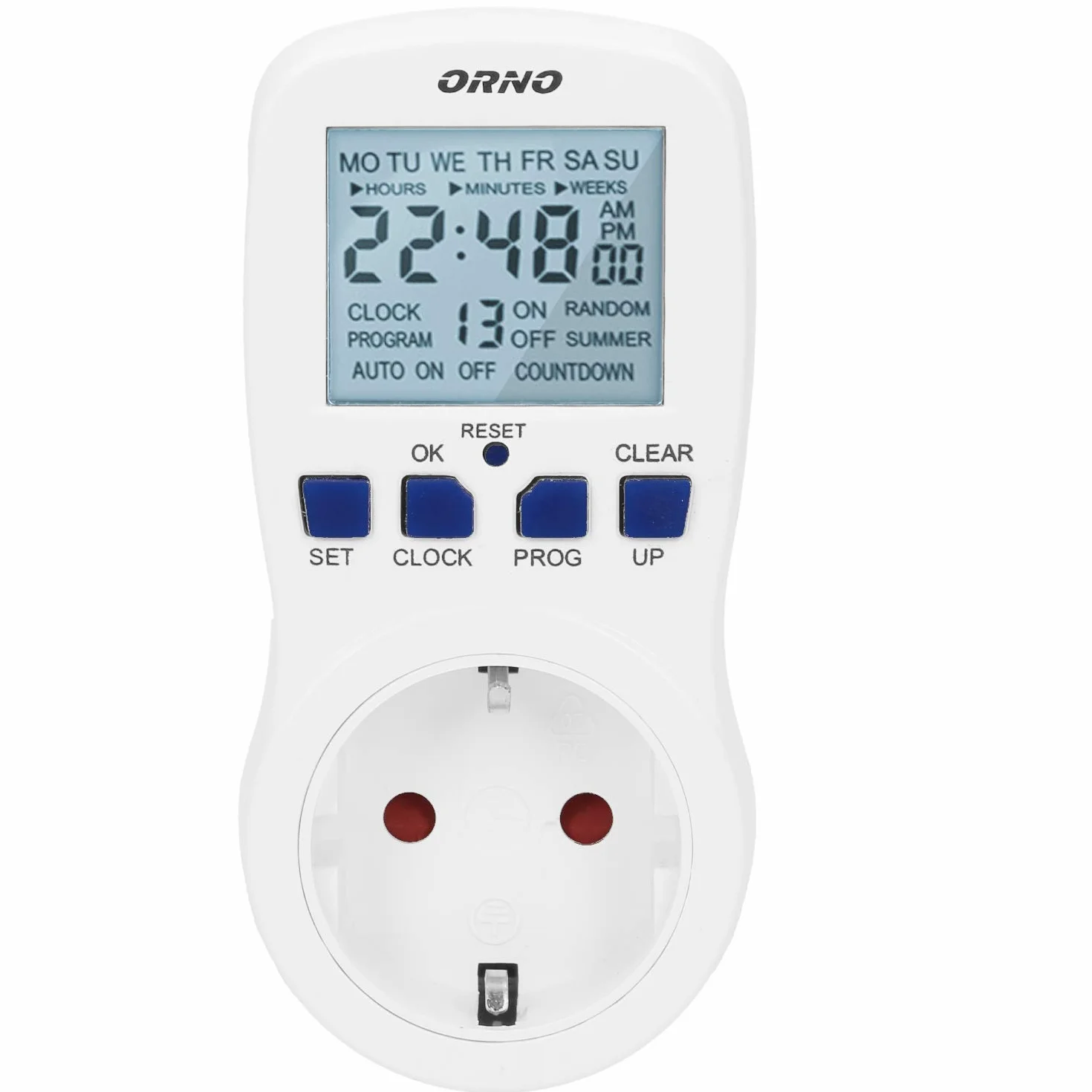 Orno PRE-409(GS) programator czasowy cyfrowy, 3680 W, 16 A, 16 programów włączania, timer z funkcją losowego odliczania