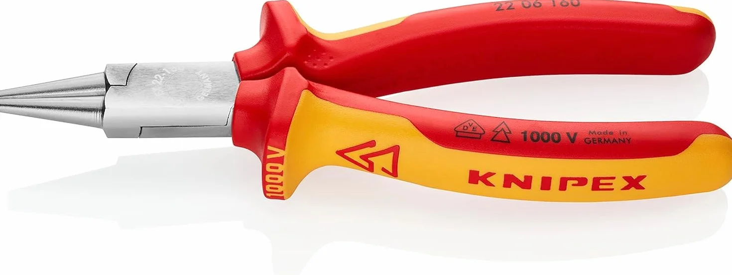 KNIPEX Szczypce okrągłe chromowany z wielokomponentowymi osłonkami, izolowane wg VDE 160 mm, 22 06 160