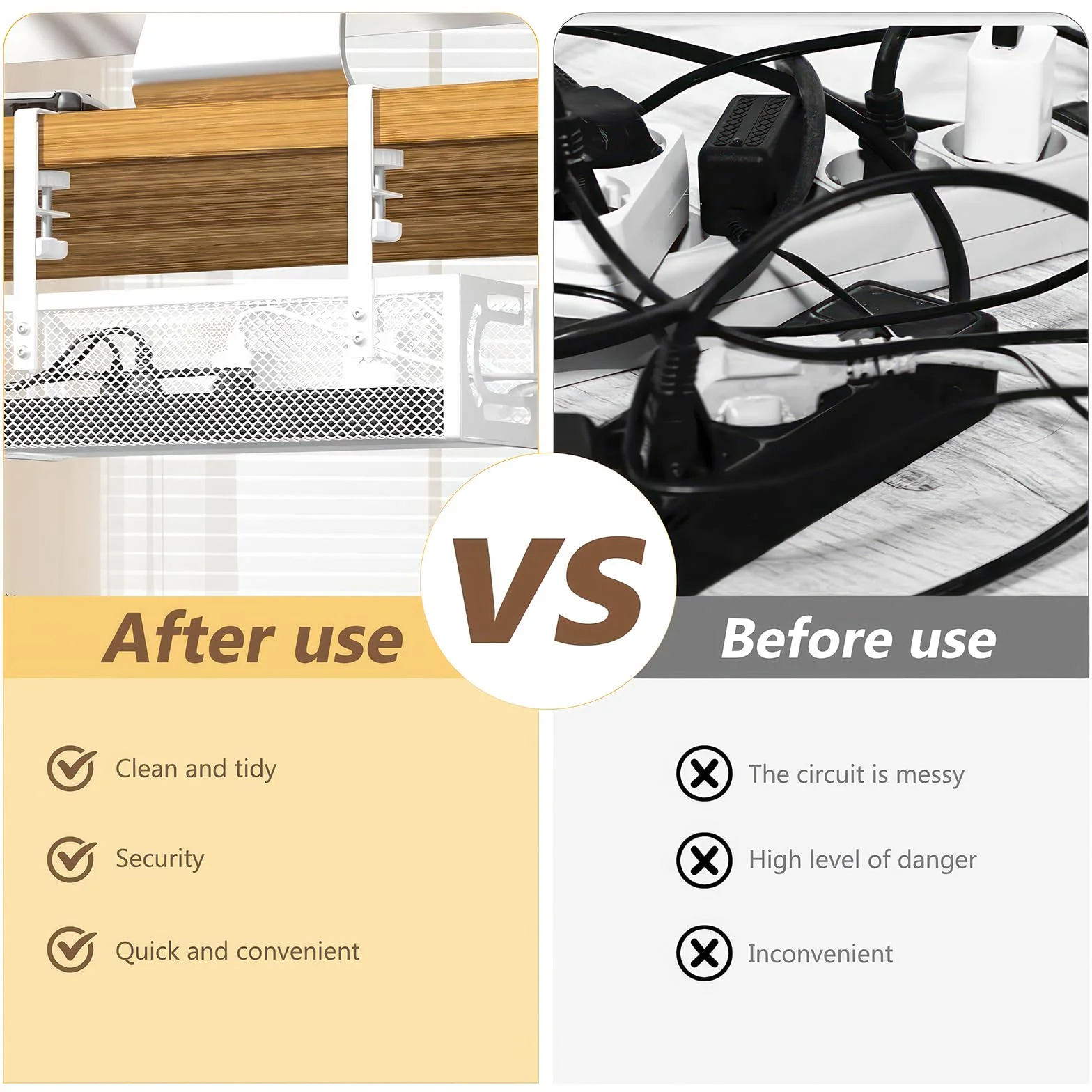 Under Desk Cable Management Tray No-Drill Mesh Table Cable Basket for Managing Cables and Power Strips, No Screws Tidy Box Wire Organizer do domu, biura, kawiarni internetowej
