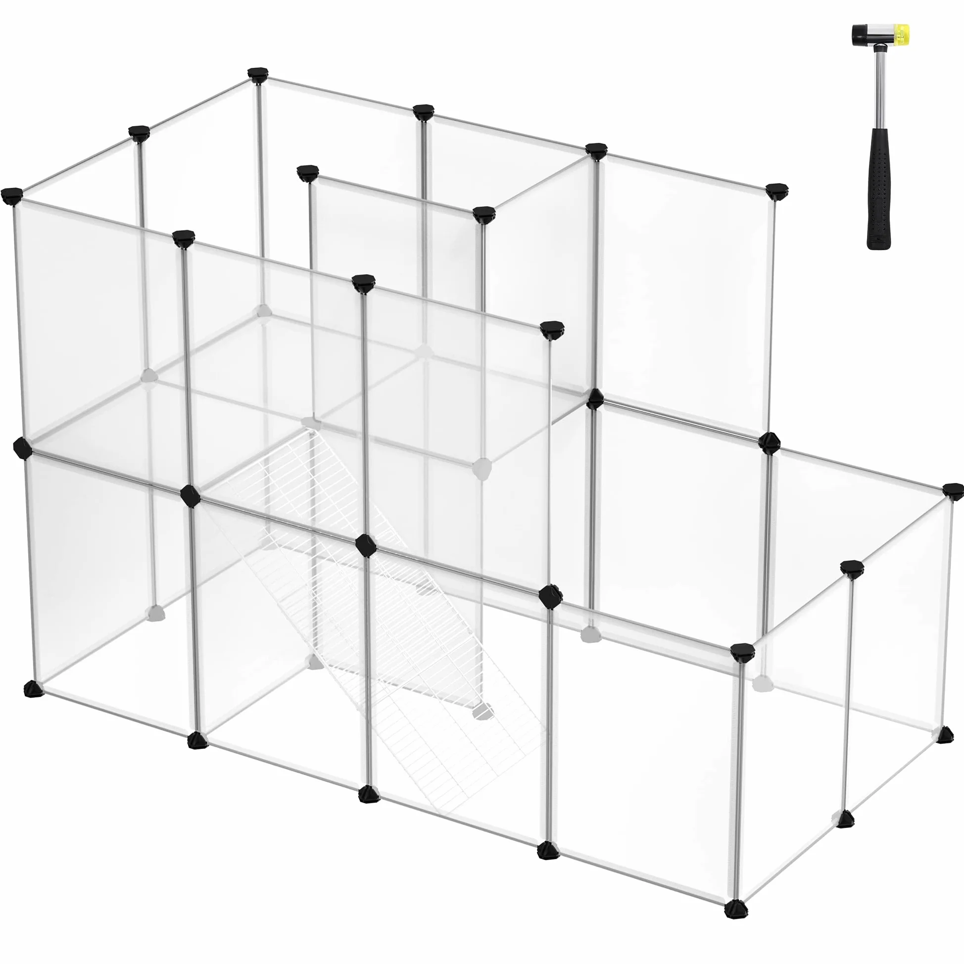 SONGMICS Klatka dla świnek morskich DIY z tworzywa sztucznego biała LPC03W