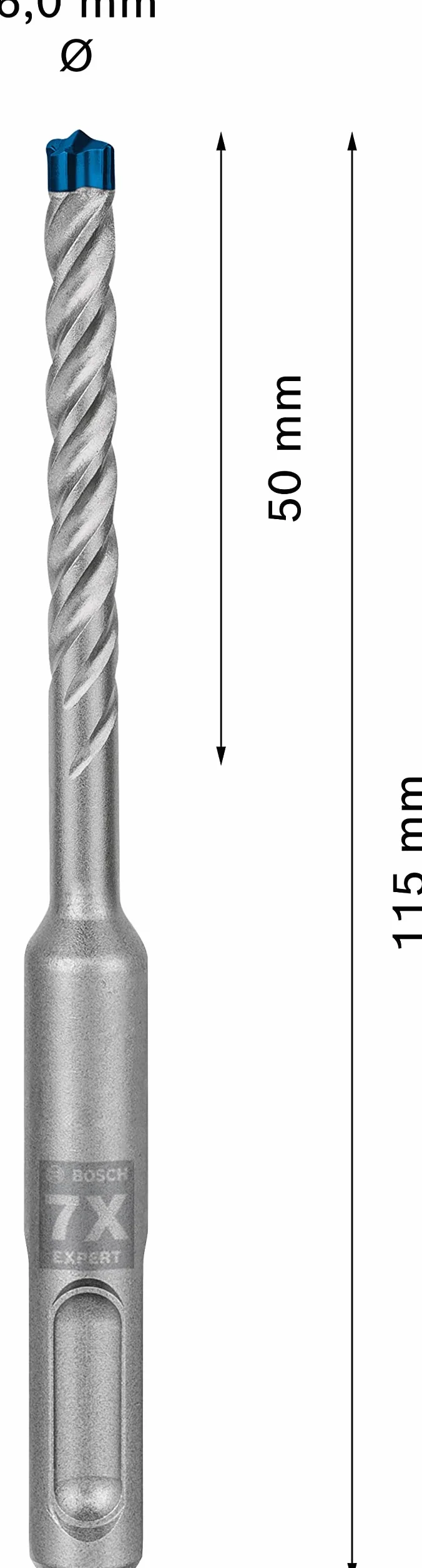 Bosch 1x Wiertła udarowe EXPERT SDS plus-7X (do Miękki kamień, Twardy kamień, Ø 6,00 mm, Professional Akcesoria Wiertło do młota)