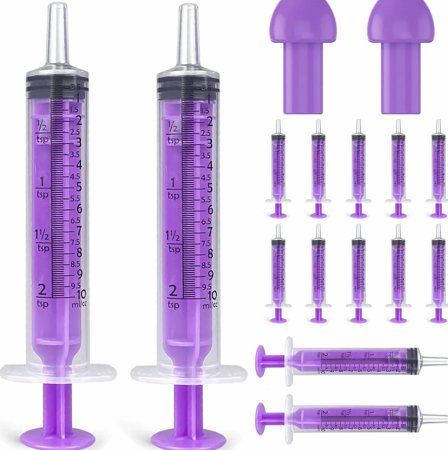 Strzykawka do karmienia z tworzywa sztucznego, zestaw 22 jednorazowych strzykawek 10 ml, plastikowa strzykawka z nakrętką, strzykawka do karmy, pakowana pojedynczo dla kotków, szczeniaków, małych