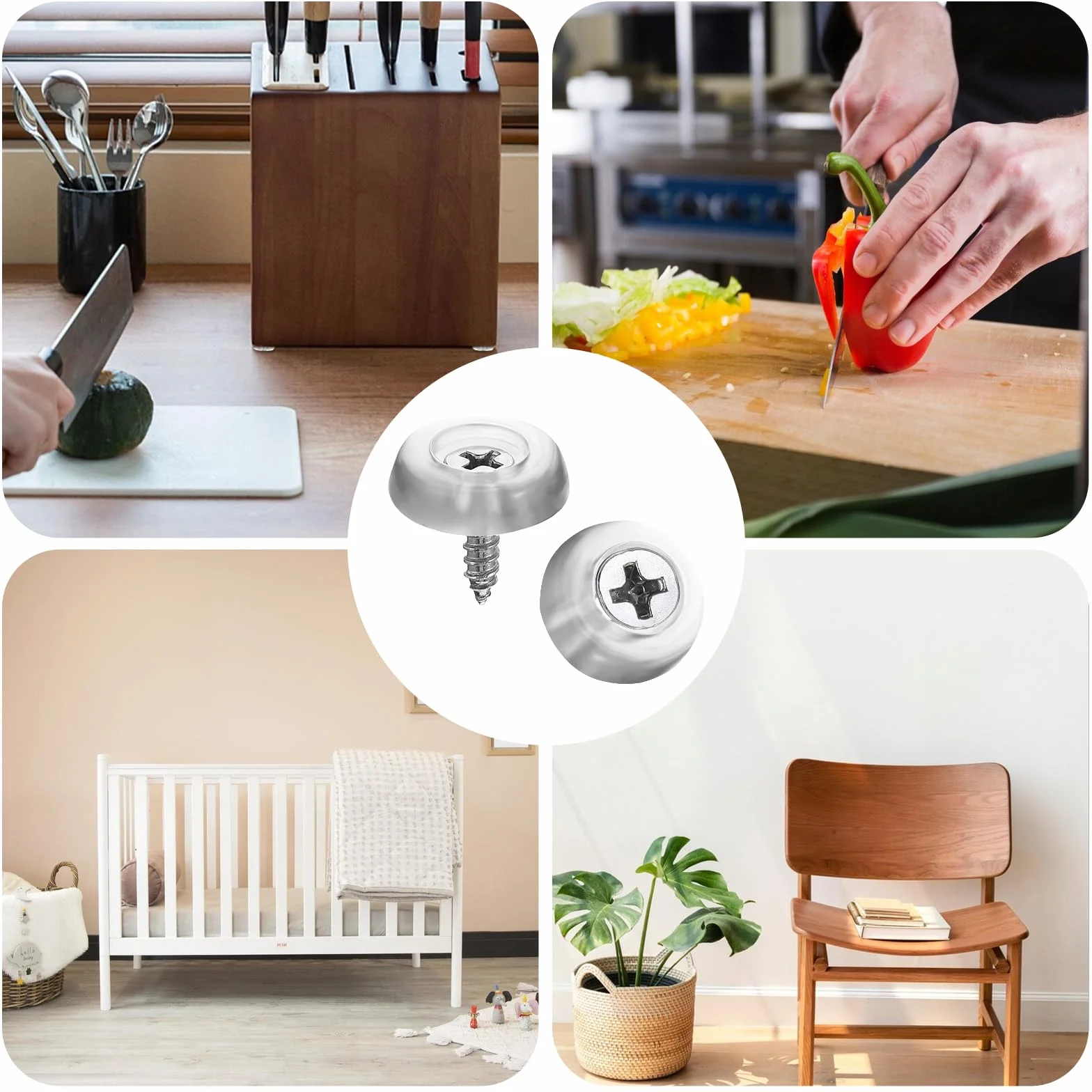 JJUNW Gumowe nóżki przykręcane, przezroczyste nóżki meblowe ze śrubami, deski do krojenia, gumowe odbojniki 16 mm, okrągłe, antypoślizgowe, gumowe nóżki do mebli, biurka, sofy, krzeseł (50)