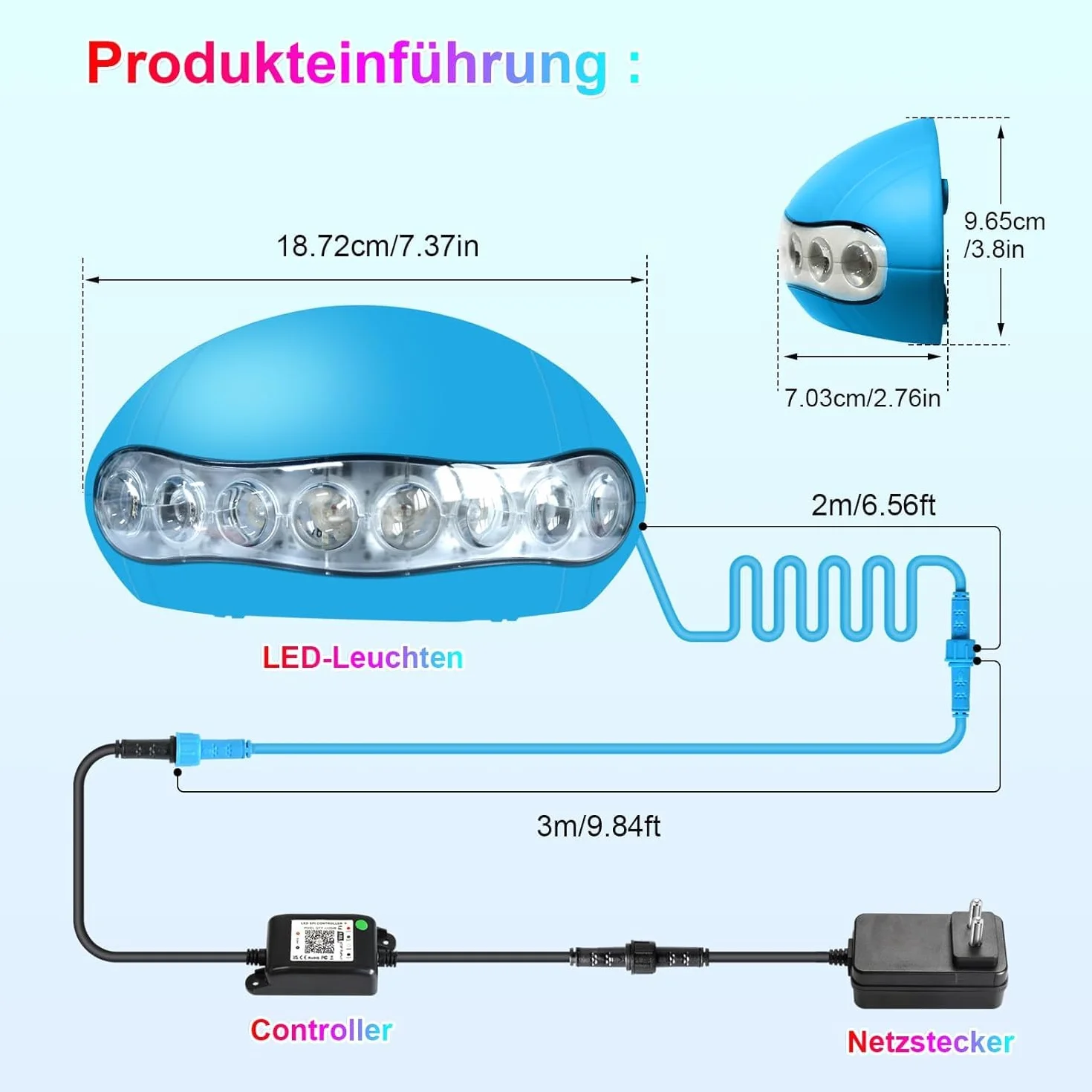 Wifi Intelligence RGB+IC 15 W LED Światło basenowe z pilotem, podwodne, tryb muzyczny, współpracuje z asystentem Google Home/Alexa, DC5V IP68 z kablem 5M