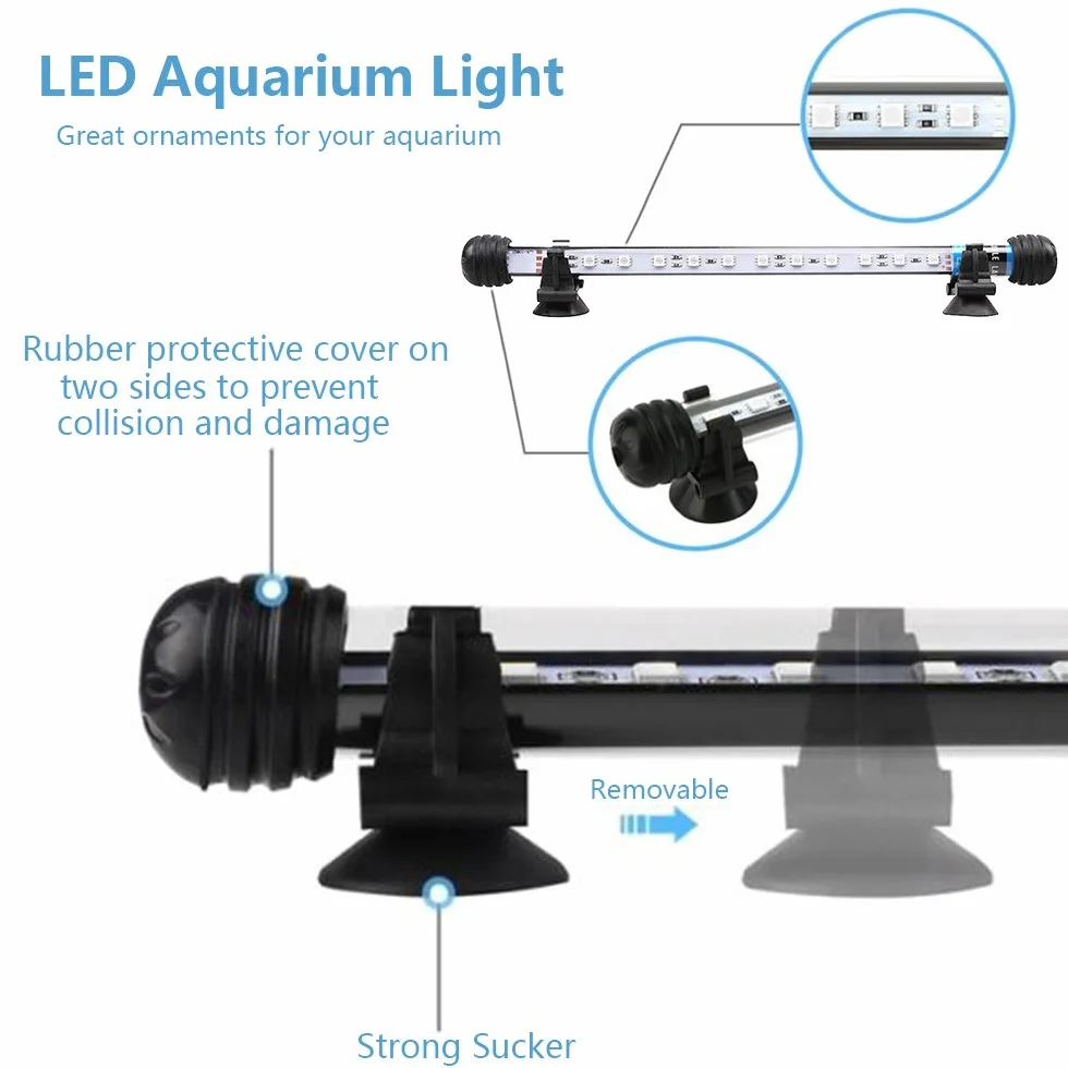 SolarNovo 18 – 112 cm LED oświetlenie do akwarium, oświetlenie podwodne, osłona, wodoszczelna, wtyczka UE do zbiorników na ryby, pilot zdalnego sterowania, zmiana kolorów RGB (1,8 x 62 cm, RGB)