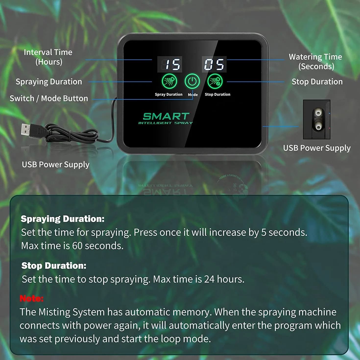 Inteligentny system mgiełki gadów z timerem, automatyczny nebulizator z dyszami natryskowymi 360°, nawilżacz powietrza, terrarium dla kameleonów, płazów, gadów, roślin i ziół