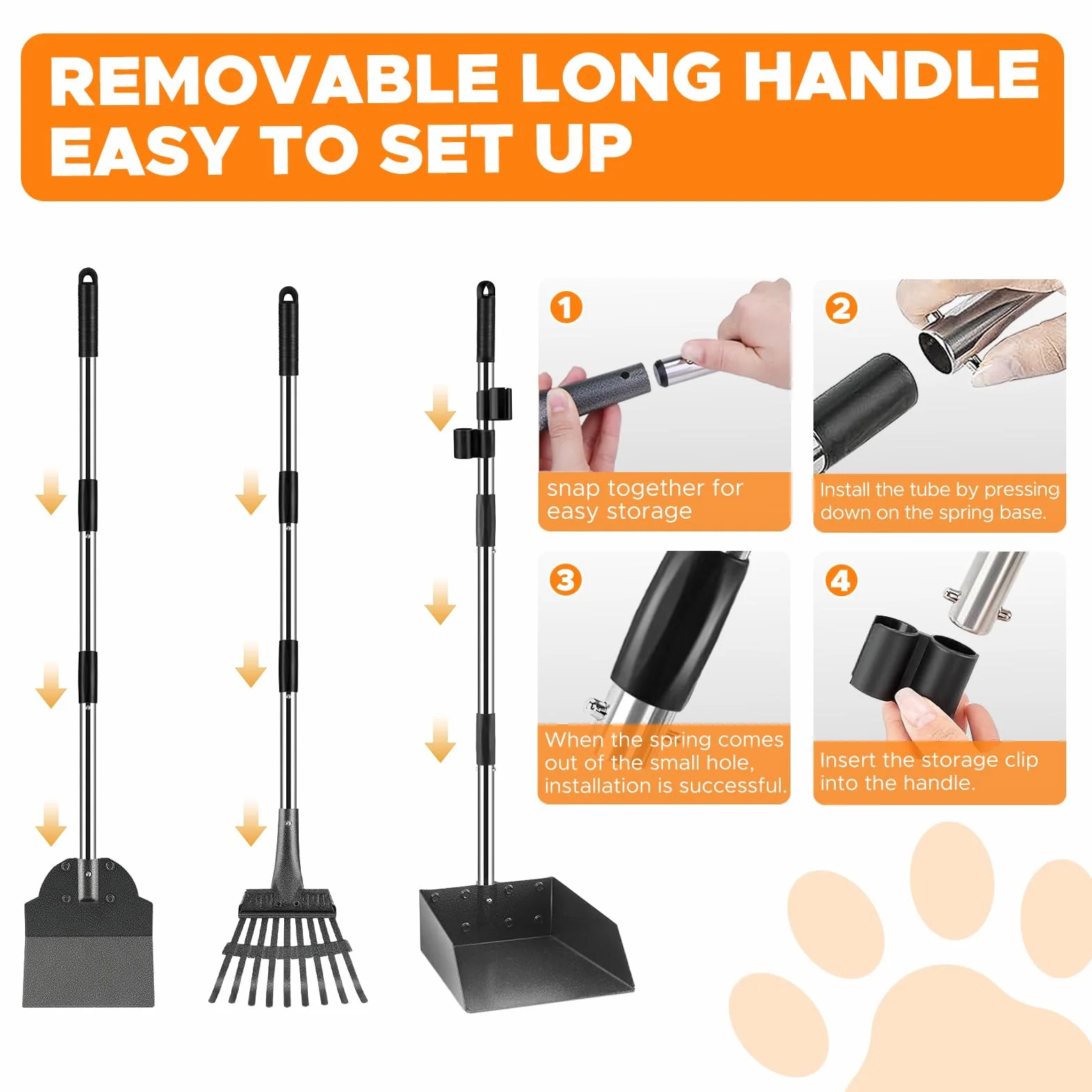 Anluomania 3-pak zbierania odchodów dla psów, zbieracz na odchody dla psów z grabiami, zbieranie odchodów dla psów z regulowanym długim uchwytem 97 cm, Dog Pooper Scooper do trawników, trawy