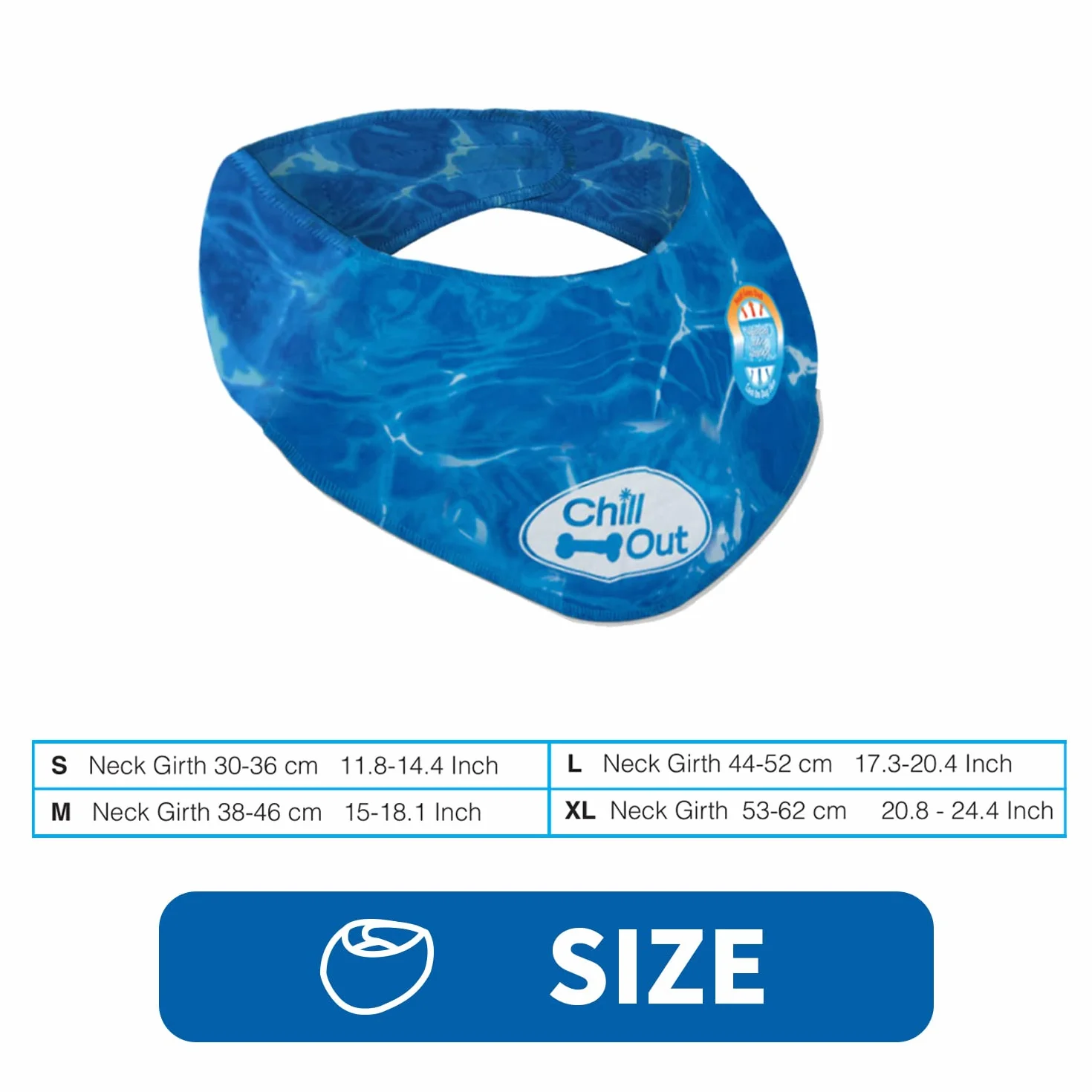 ALL FOR PAWS Chill Out Chill Out bandana z lodem dla psa, natychmiastowe chłodzenie, oddychający szalik, obroża dla psa, kota, na lato, niebieska, obwód szyi 44-52 cm (duży)