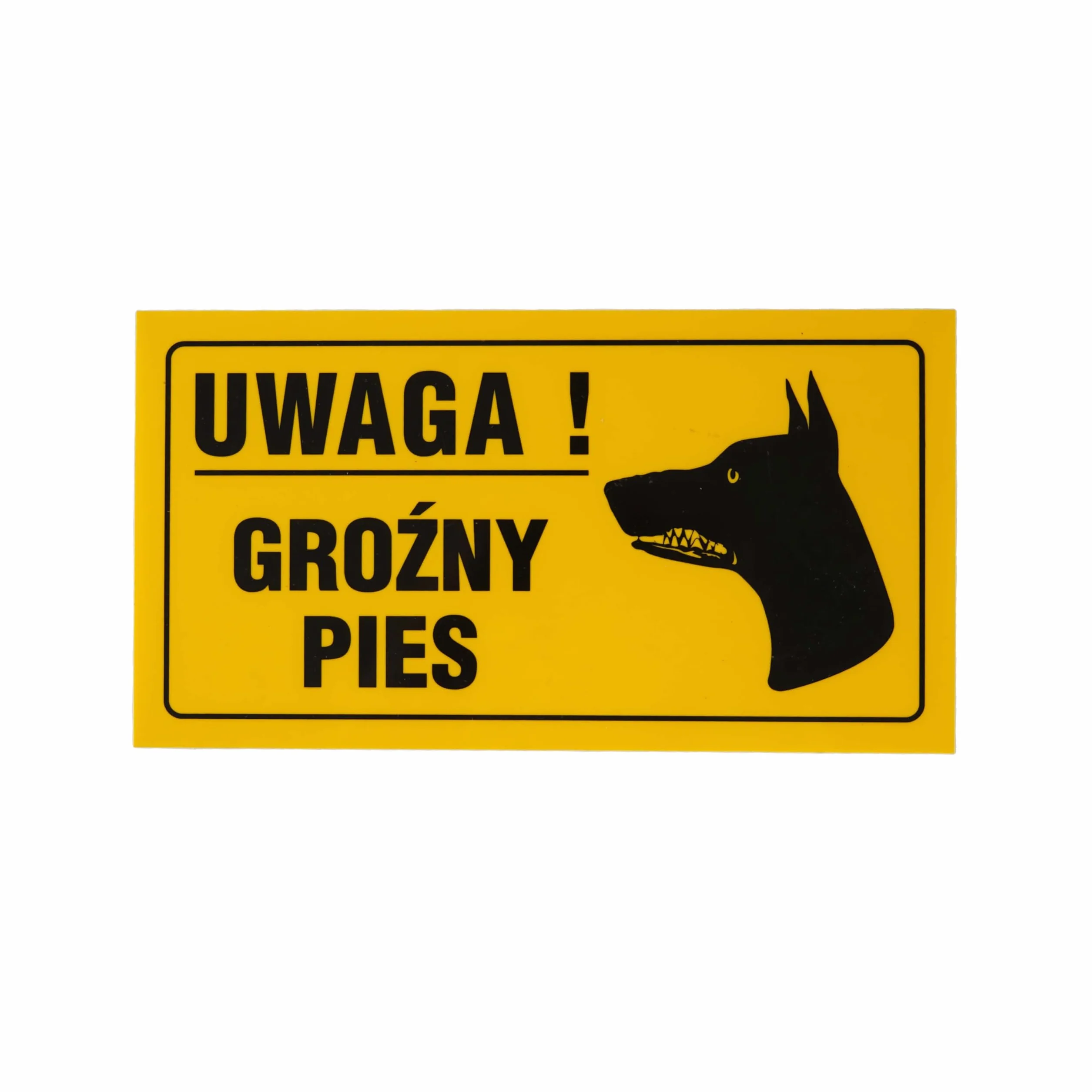 Tablica Piktogram PCV 12x22 cm, Tabliczka UWAGA GROŹNY PIES, Odporna Na Warunki Atmosferyczne, Żółta Tablica Informacyjna