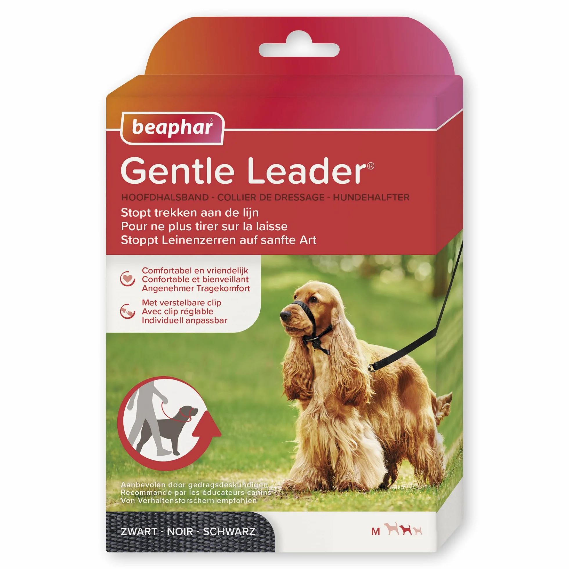 Beaphar | Gentle Leader | Obroża głowy dla średnich psów, zatrzymuje ciągnięcie smyczy, pomoc treningowa z natychmiastowym efektem, wspierana przez behawiorystów, czarna x 1