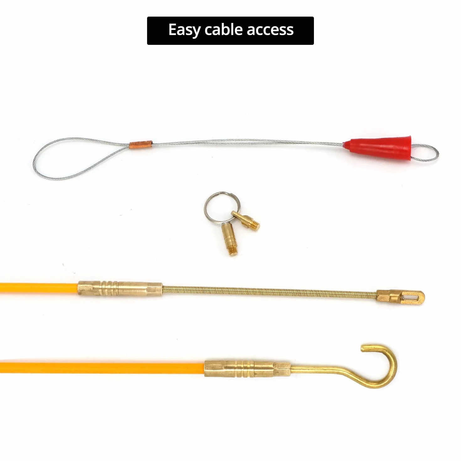 QWORK® Zestaw ściągaczy kabli z włókna szklanego 10 szt. z hakiem i otworem, ściągacz do kabli 33 cm, zestaw prętów kablowych