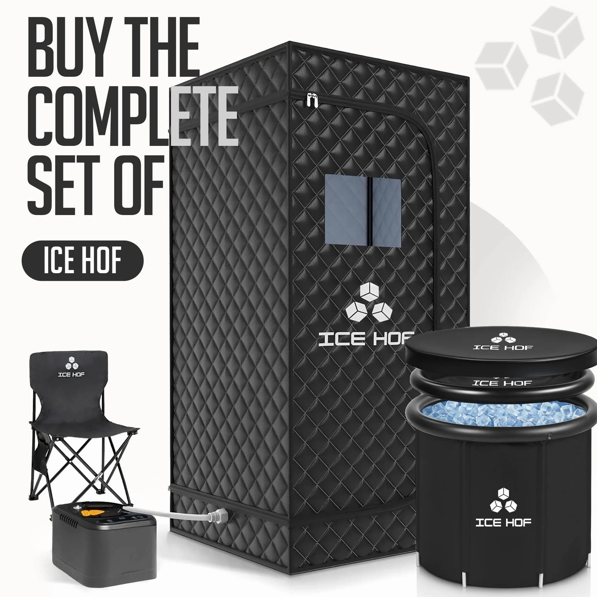 Ice Hof Ice Bath Tub Ø80x80 cm Portable Cold Plunge Barrel for Recovery Wellness Cryotherapy