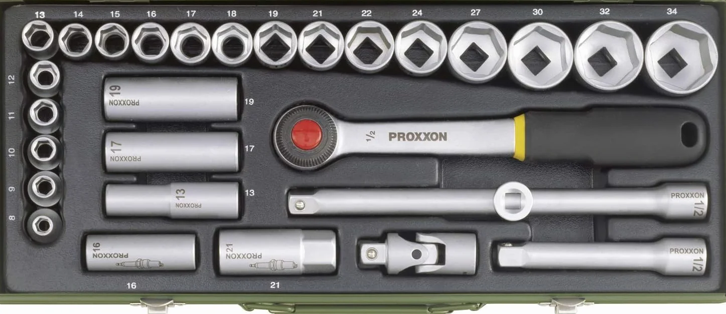 Proxxon 23000 Zestaw Kluczy Nasadowych, Wielokolorowy, 29 Sztuk