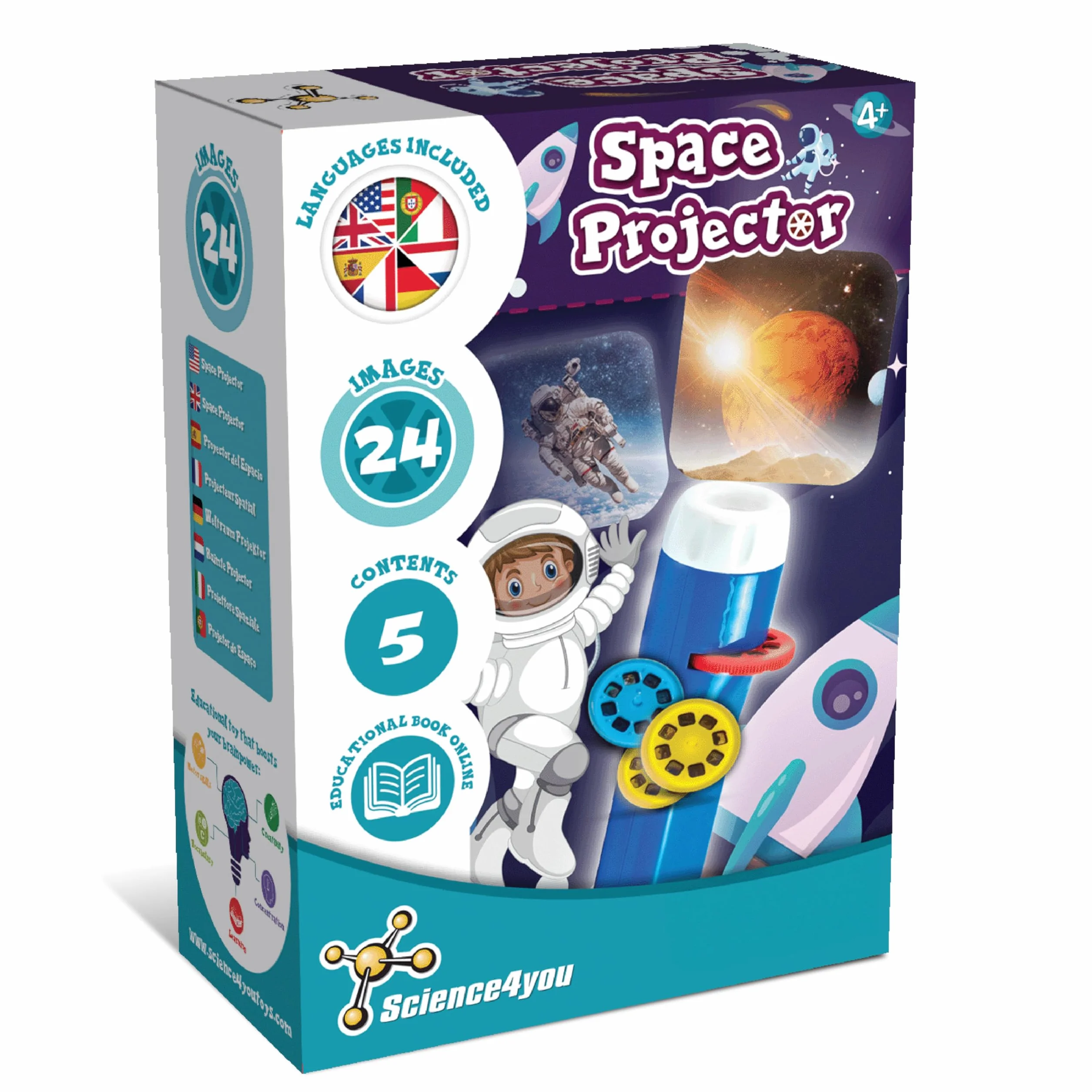 Science4you Projektor kosmiczny dla dzieci – projektor układu słonecznego i planetarnego dla dzieci, projektor planetarny, zabawki i gry kosmiczne, prezent dla chłopca i dziewczynki 4+ lat