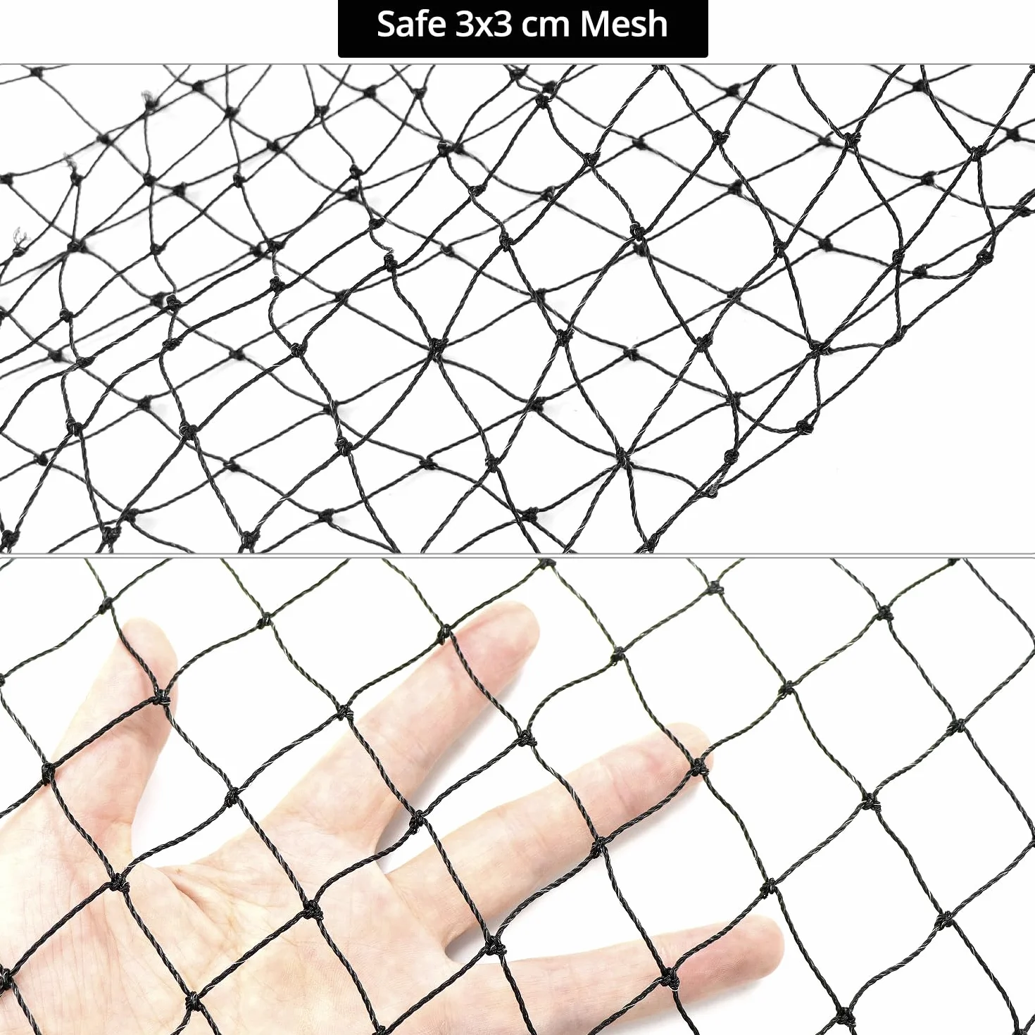 QWORK® Siatka dla kota balkonowego, siatka dla kota 10 x 3 m wzmocniona nicią, siatka ochronna dla kota z liną mocującą i akcesoriami