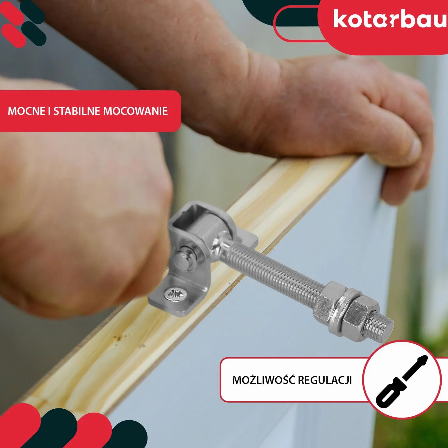 KOTARBAU® Zawias Regulowany - Zawias Wkręcany Do Bram Furtek - Gwint M12 - Stal