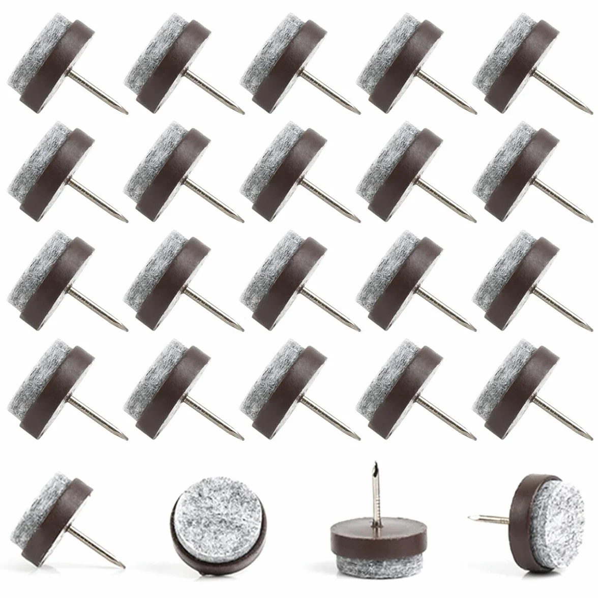 50 sztuk podkładek filcowych ze śrubami, 22 mm podkładki filcowe pod krzesła, ślizgacze filcowe z śrubą, gwoździe podkładki filcowe pod meble, osłony nóżek krzeseł na laminat parkiet, fotel