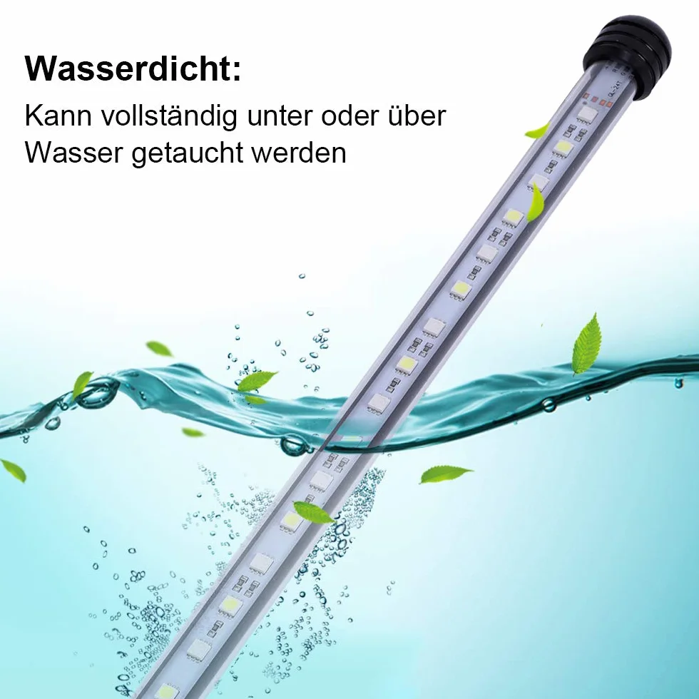 VARMHUS LED 18-112 cm do akwarium światło odporne na pranie napowietrzanie, lampa Stecker EU Unterwasser LED Listwy świetlne (biały i niebieski, 37 cm)