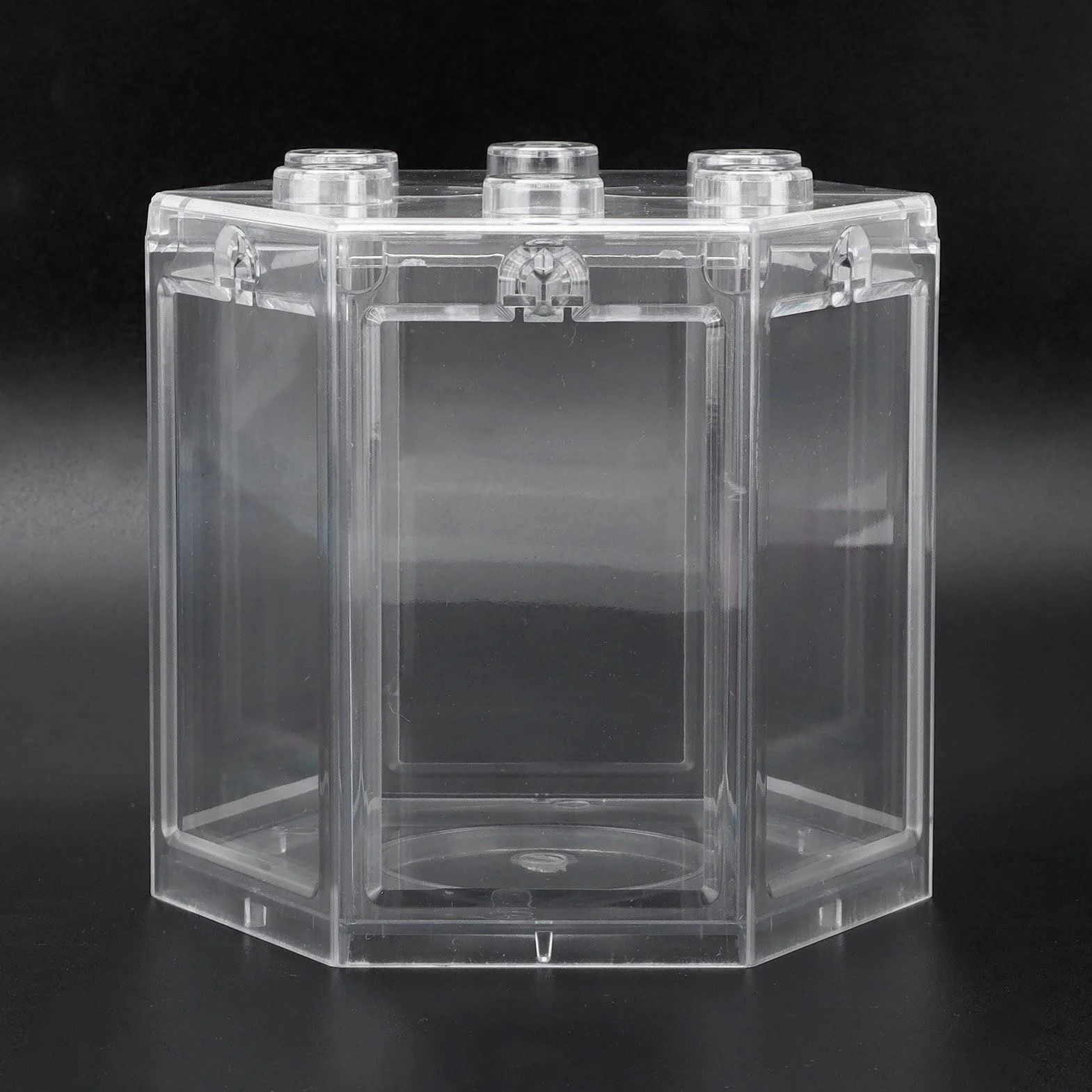 Mały Akwarium 12 x 10,5 x 11 cm - Plastikowy, Przezroczysty Sześciokąt do Układania w Stosy dla Ryb, Wewnętrzny Zbiornik Super Odporny na Upadki