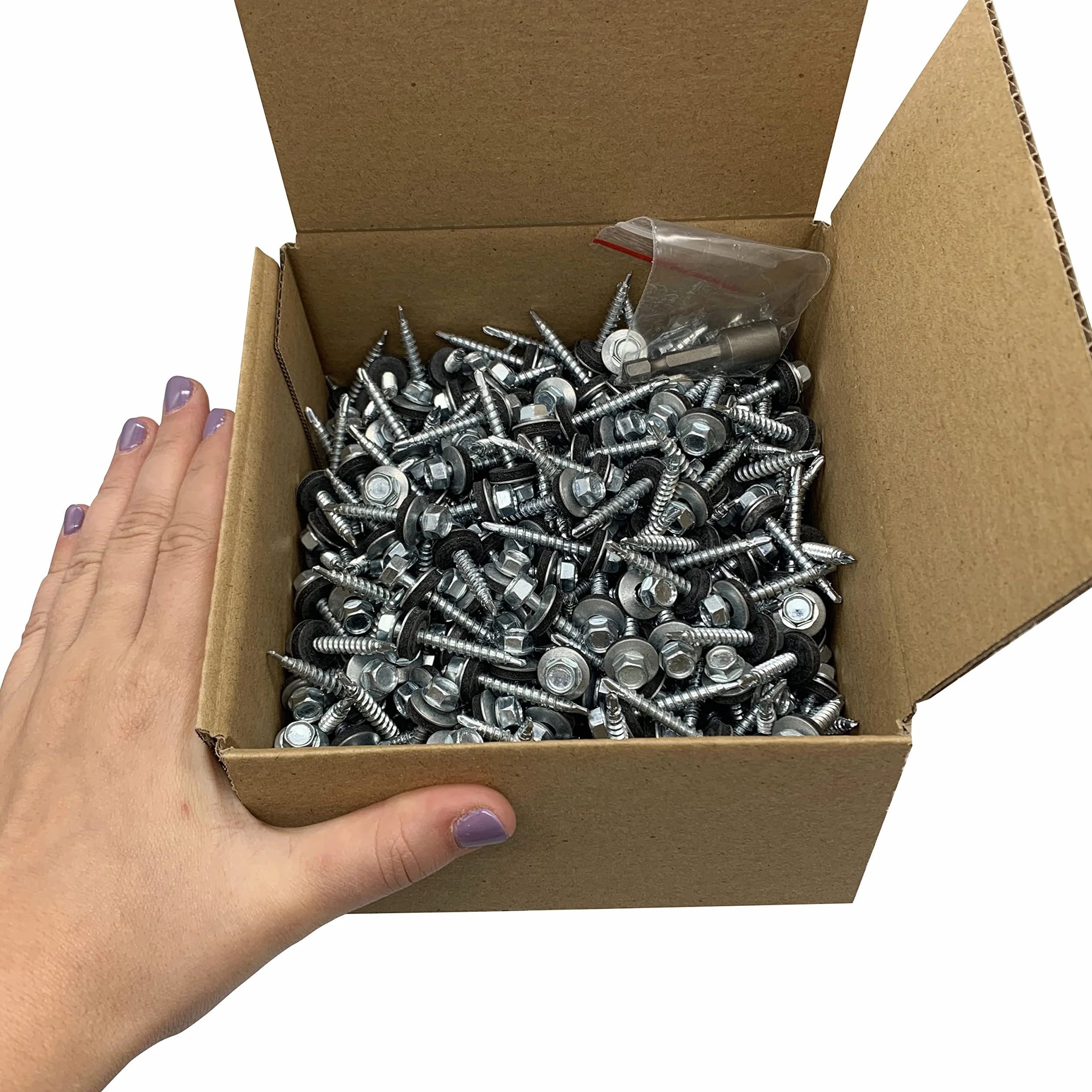(500 sztuk) DIN 7504-K stal cynkowana 4,8 x 35 mm śruby samowiercające z podkładkami EPDM, głowica podkładki sześciokątnej, śruba z blachy, samogwintująca (500, 4,8 x 35 mm)