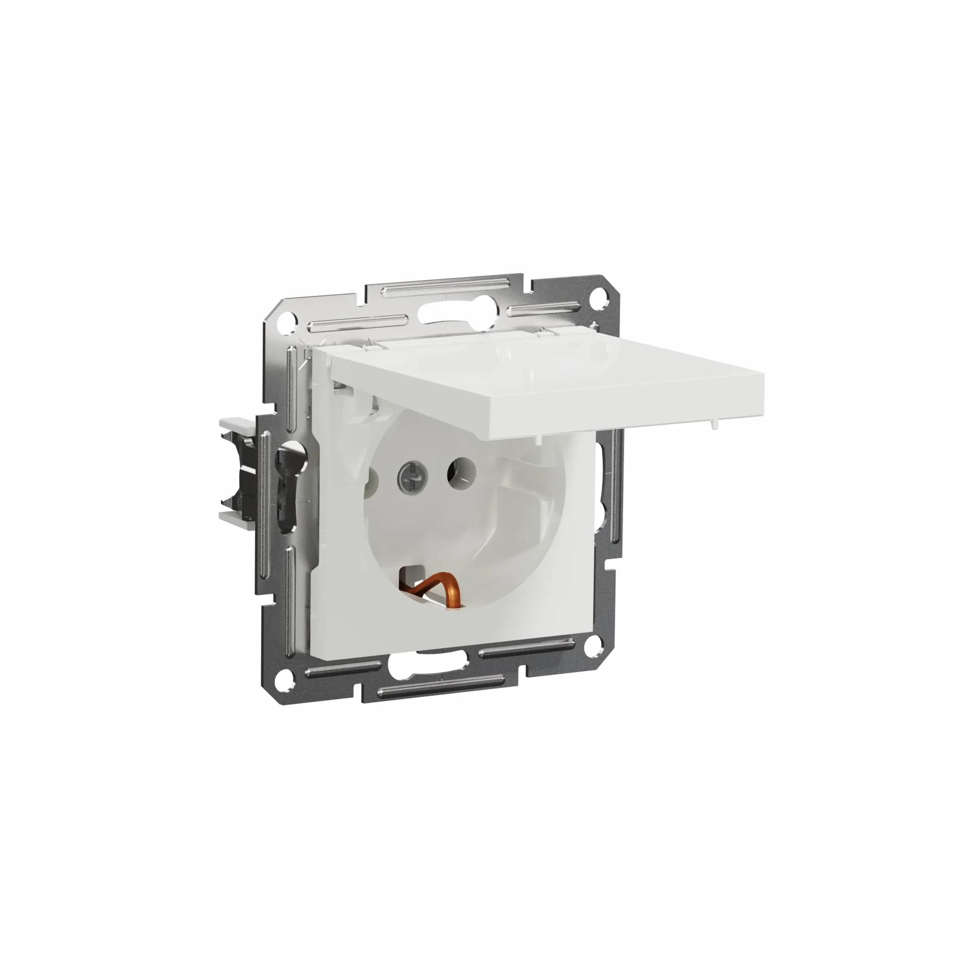 Schneider Electric Asfora EPH3170121D gniazdko Schuko 16 A, pokrywa z klapką, gniazdko ze stykiem ochronnym, podtynkowe, zaciski śrubowe, białe