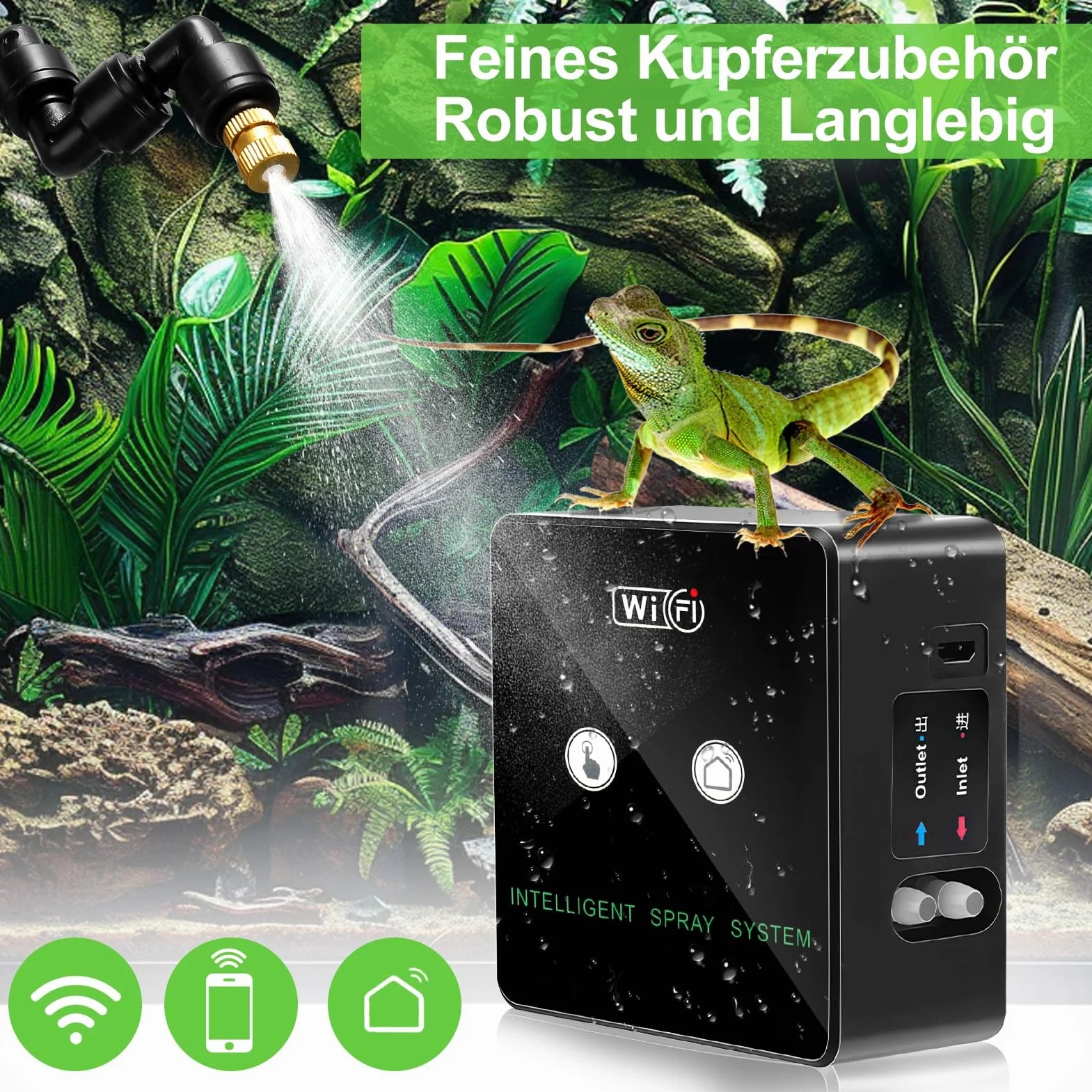 Nawilżacz powietrza terrarium inteligentny system mgiełki gadów 360° timer pilot zdalnego sterowania automatyczny przezroczysty