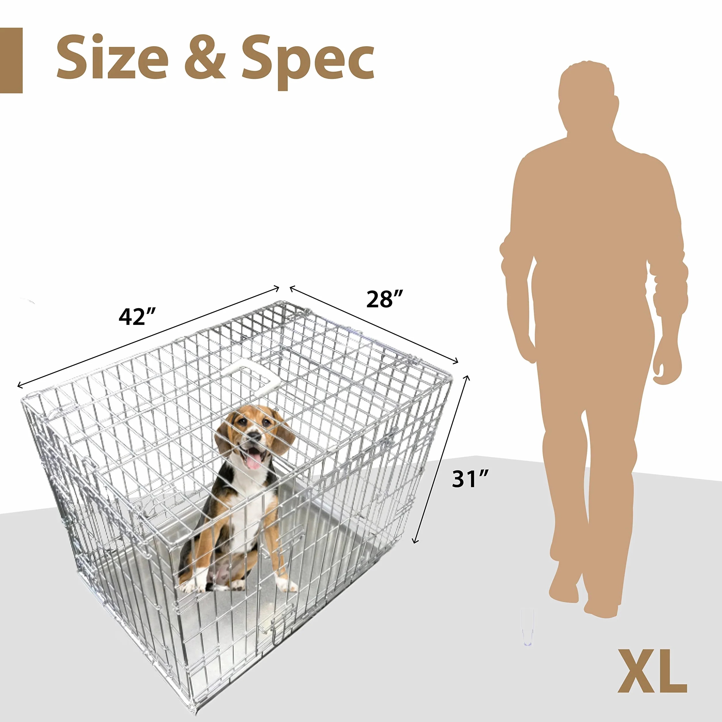 Ellie-Bo Silver Standard XL 106.7 cm składana 2-drzwiowa klatka dla psa z metalową tacą