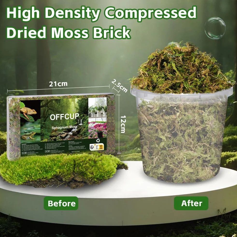 ãOFFCUP 150 g premium mchu torfowcowego do terrarium, naturalny mech terrarium, cegła do gadów, torfowca, do storczyków, roślin mięsożernych, sukulentów, kwiatów ogrodowychÓ