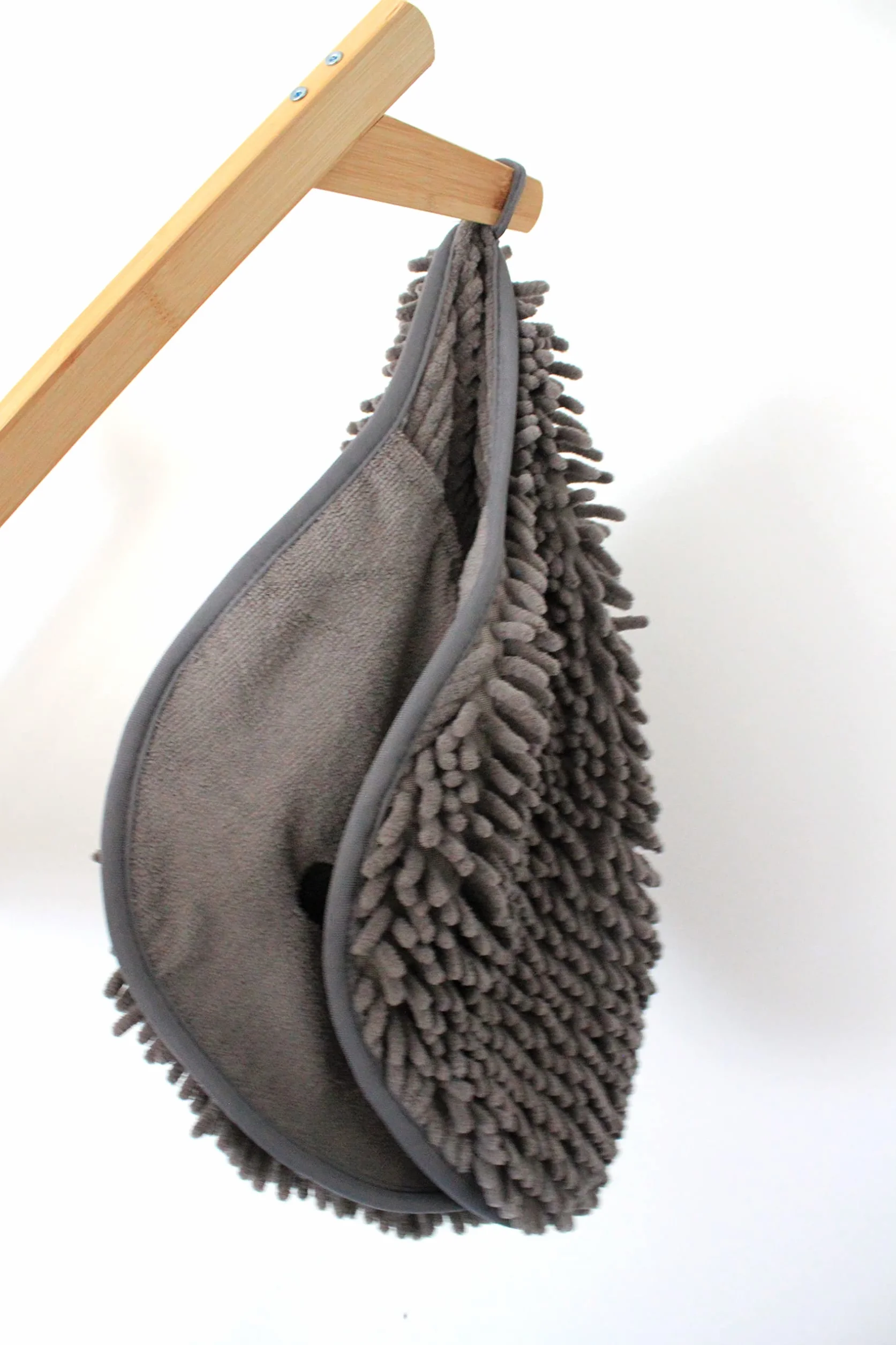 pet wiz Ręcznik szenilowy, z mikrofibry, super chłonny, szybkoschnący, lekki, z praktycznymi przegródkami na rękawiczki, 82 cm x 32 cm (szary)