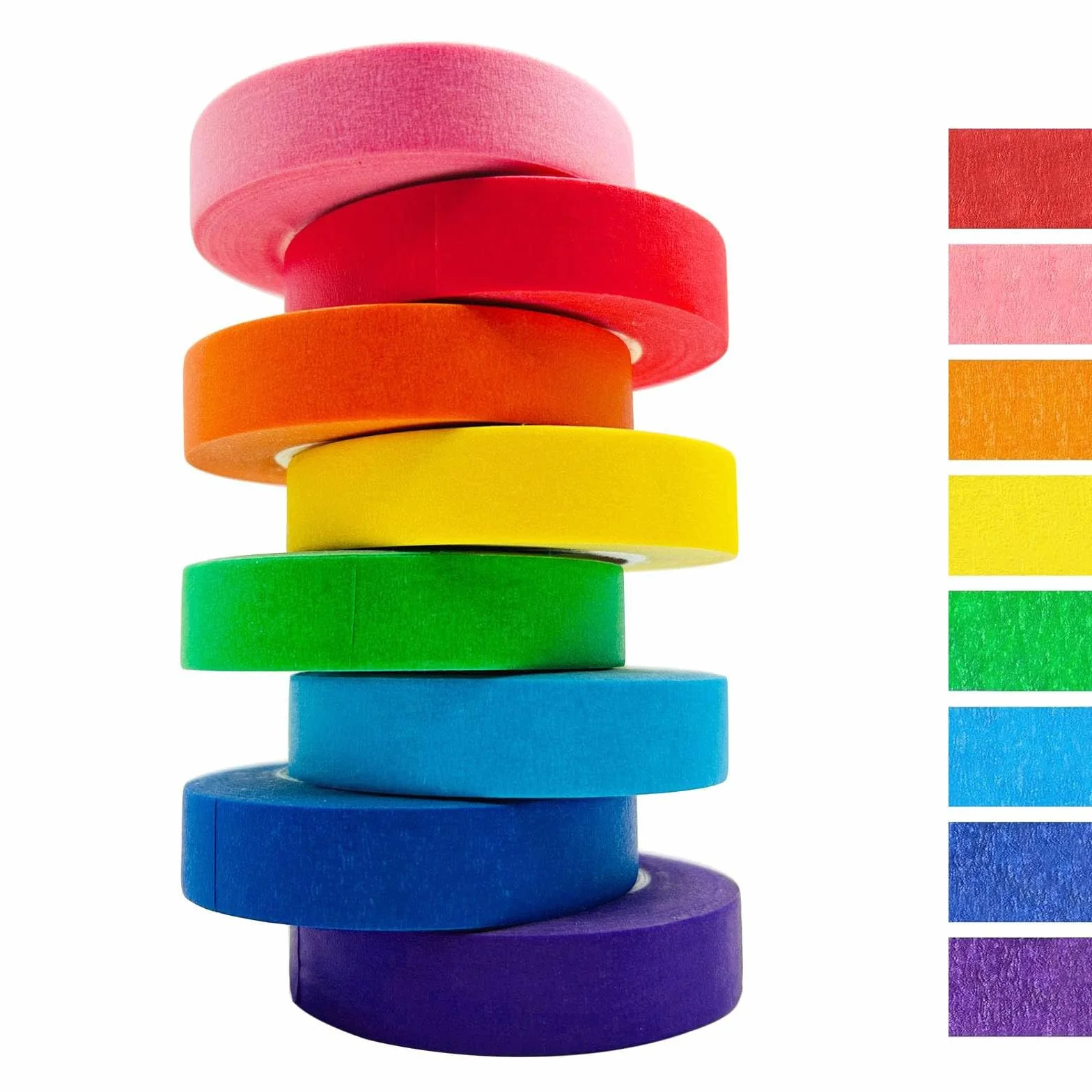 OMBRISA Kolorowa taśma maskująca OMBRISA, 8 rolek, taśma tęczowa 1,5 cm x 13 m, taśma maskująca, taśma malarska, kolorowa taśma papierowa do prac plastycznych dla dzieci, etykietowania, rękodzieła
