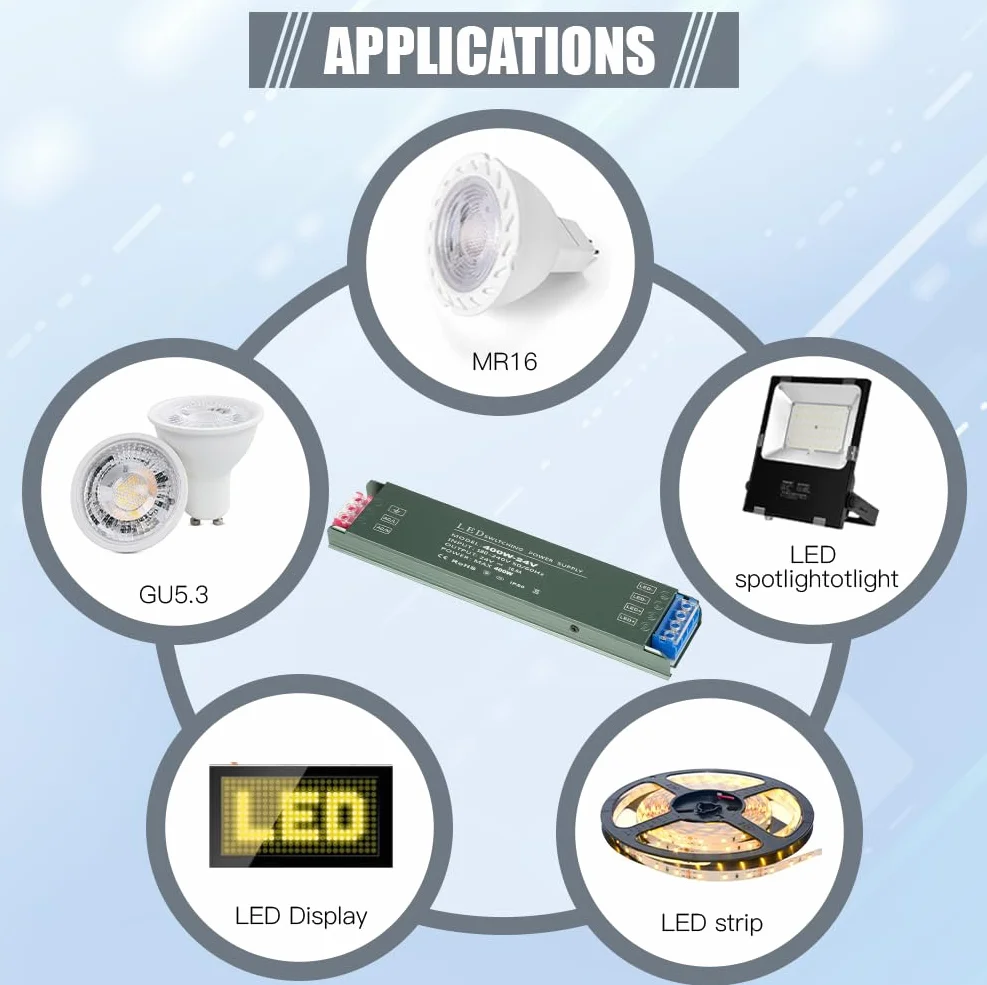 AXFEE Transformator 220v do 24v, 400W Sterownik LED Stałe Napięcie, napęd światła Transformator Źródło, Ultra Thin 220V do 24V Power supply (wejście: 100-240V, wyjście: DC 24V 6.25A)