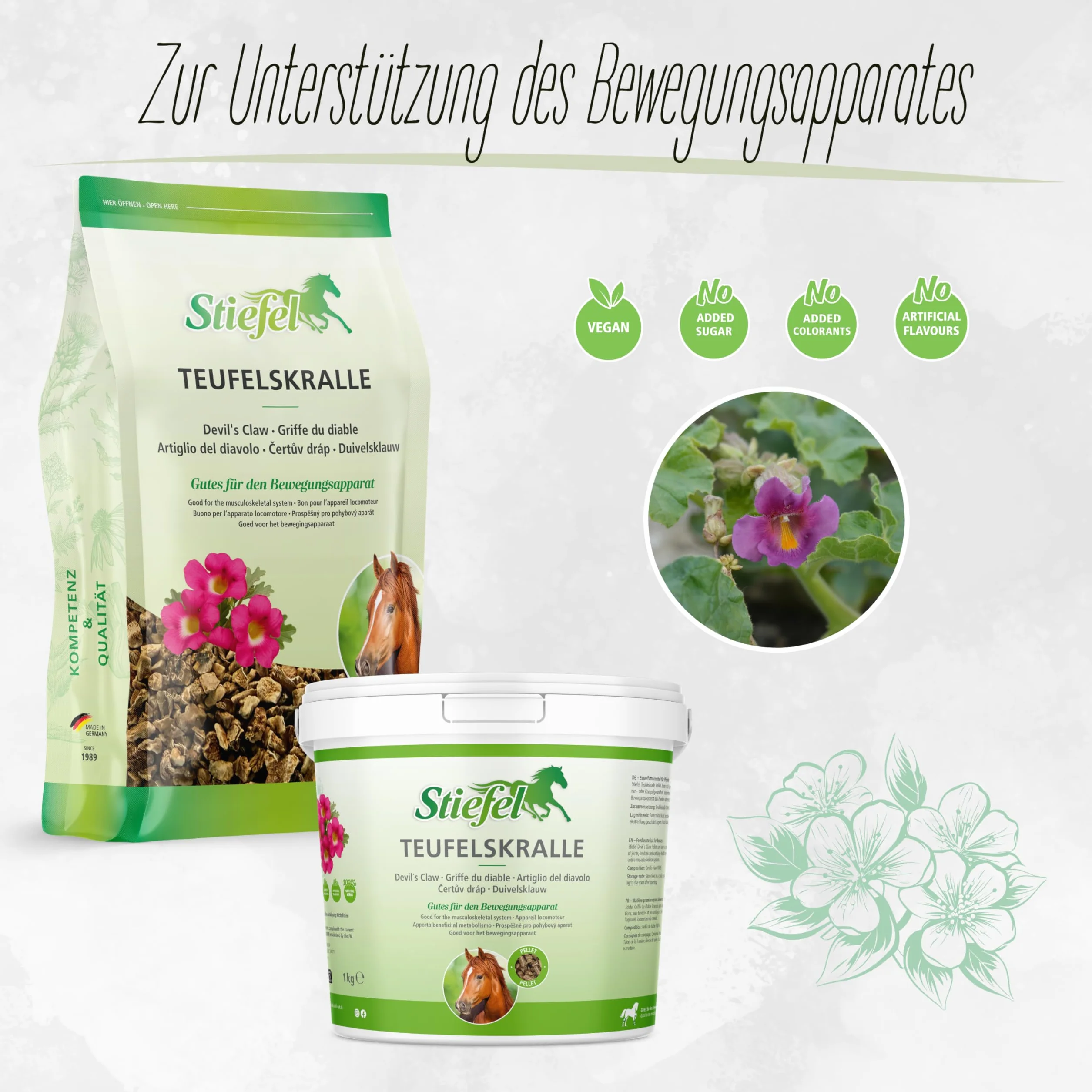 Stiefel Diabelski pazur dla koni, 100% naturalny diabelski pazur, wsparcie dla zdrowia stawów, ścięgien i chrząstek, granulki, 1 kg