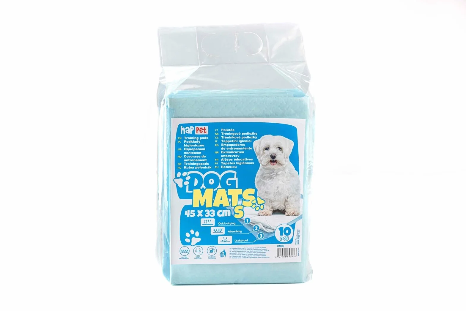 Happet Maty Higieniczne dla Psów 60 × 45 cm | 30 szt. | Superchłonne Podkłady Treningowe dla Szczeniąt, Psów Starszych i Chorych | Szybkoschnące, Wodoodporne | Nauka Czystości i Ochrona Podłóg