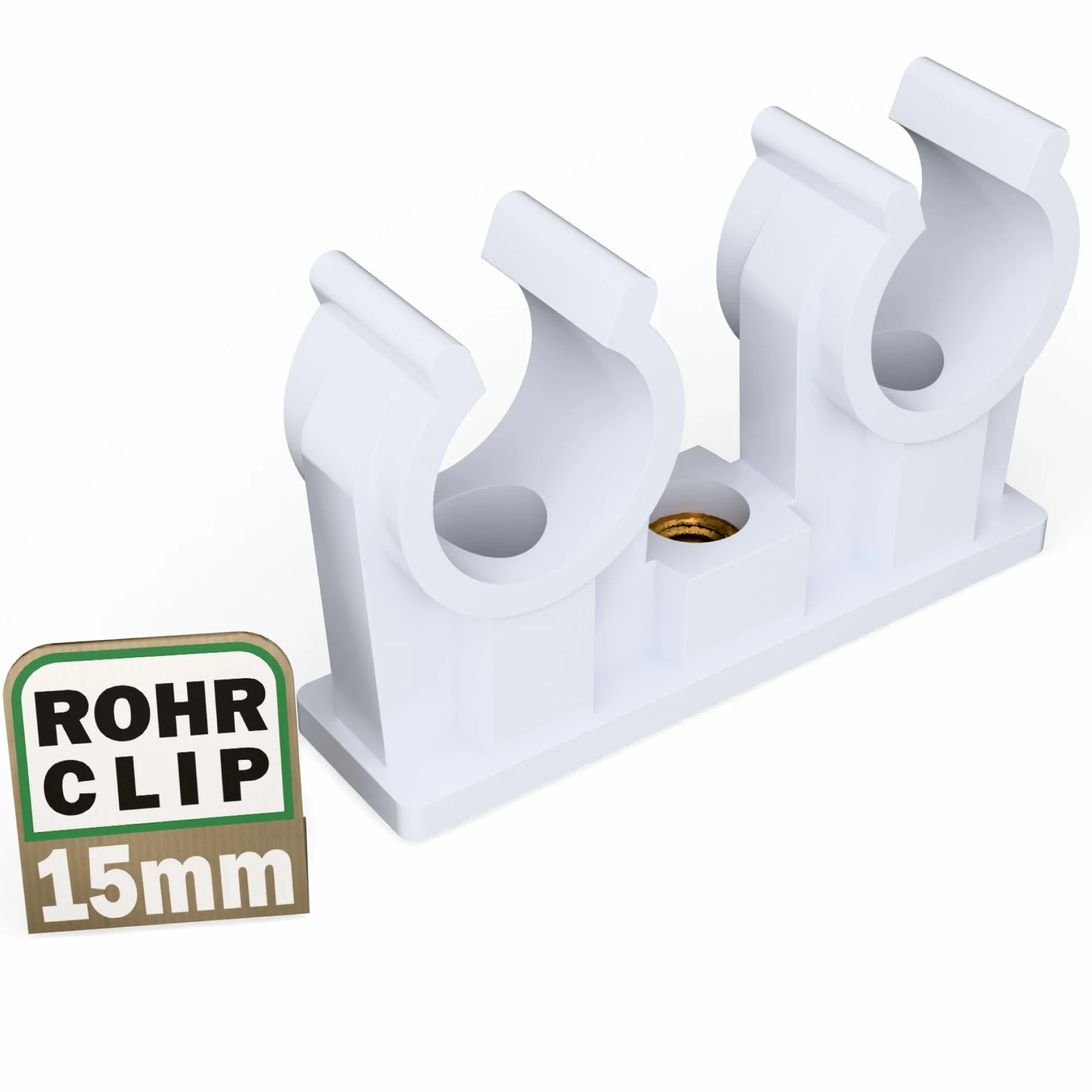 FUX 5 klipsów do rur 14-15 mm, zaciski do rur z gwintem metalowym M6, uchwyt do rur, podwójna obejma do instalacji sanitarnych i grzewczych