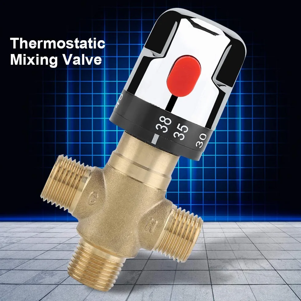 Messing Thermostatisches Mischventil Heißes Kaltwasser Wassertemperatur Rohr Becken Thermostat Control Badezimmer