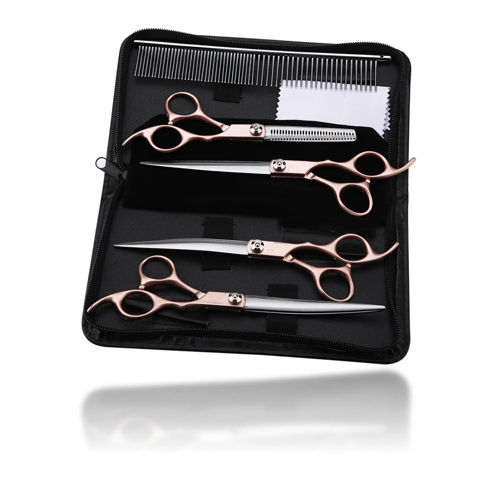 No?yczki Dla Zwierz?t Domowych dog grooming kit 4 Szt. Zestaw No?yczek Do Piel?gnacji Psów Z Torb? Ze Skóry Pu, Psie No?yczki No?yczki Fryzjerskie Dla Psów Nożyczki