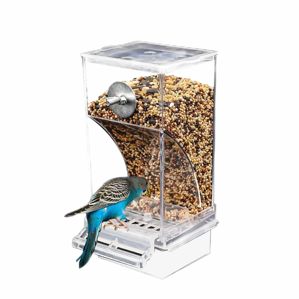Automatyczny karmnik dla ptaków, odporny na zalanie, bez bałaganu, pojemnik na karmę dla papugi, zabawka i akcesoria do klatek dla Budgerigar, Canary, Cockatiel, Finch