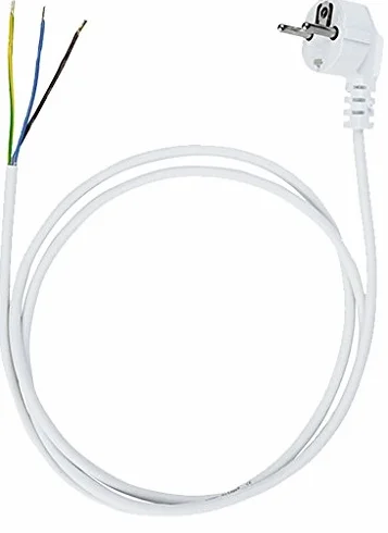 Przewód przyłączeniowy przewód zasilający wtyczka kabel zasilający kabel zasilający 3-biegunowy 3 x 0,75mm2 (1,5 m, biały)