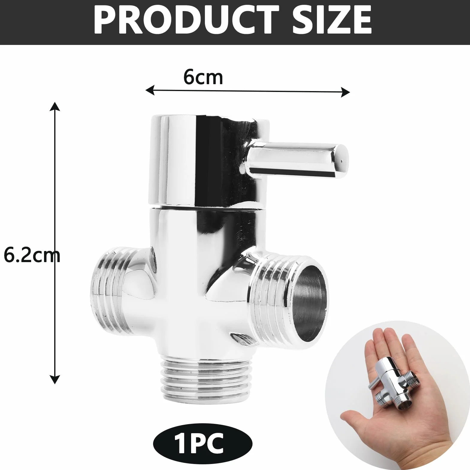 2-drożny zawór obejściowy z litego mosiądzu, chrom, 1/2" AG, Ventil08