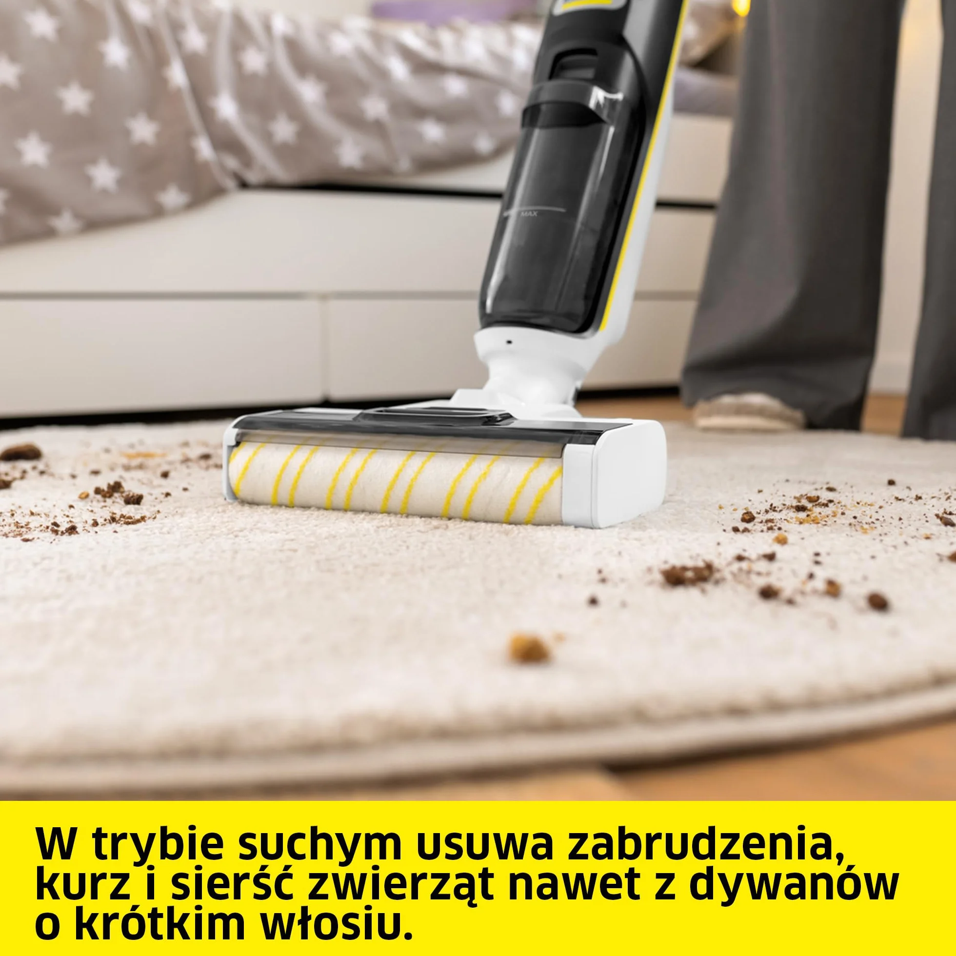 Kärcher bezprzewodowy mop odkurzający FCV 4 z 4 trybami czyszczenia, czas pracy na baterii: ok. 45 min, powierzchnia użytkowa na jedno ładowanie: ok. 200 m²
