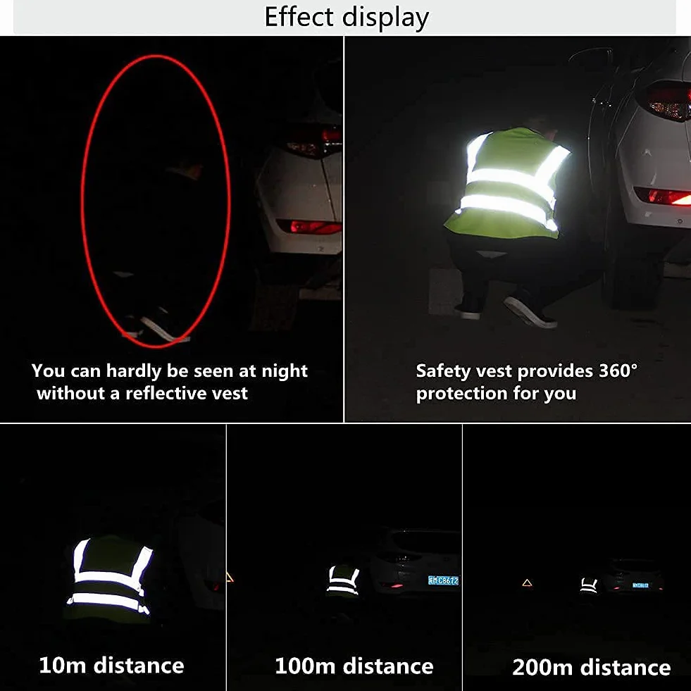 Kamizelki Hi Vis dla kobiet i mężczyzn, odblaskowa kamizelka bezpieczeństwa z kieszeniami, zamek błyskawiczny z przodu, spełnia normy ANSI/ISEA, Zielona tkanina, L