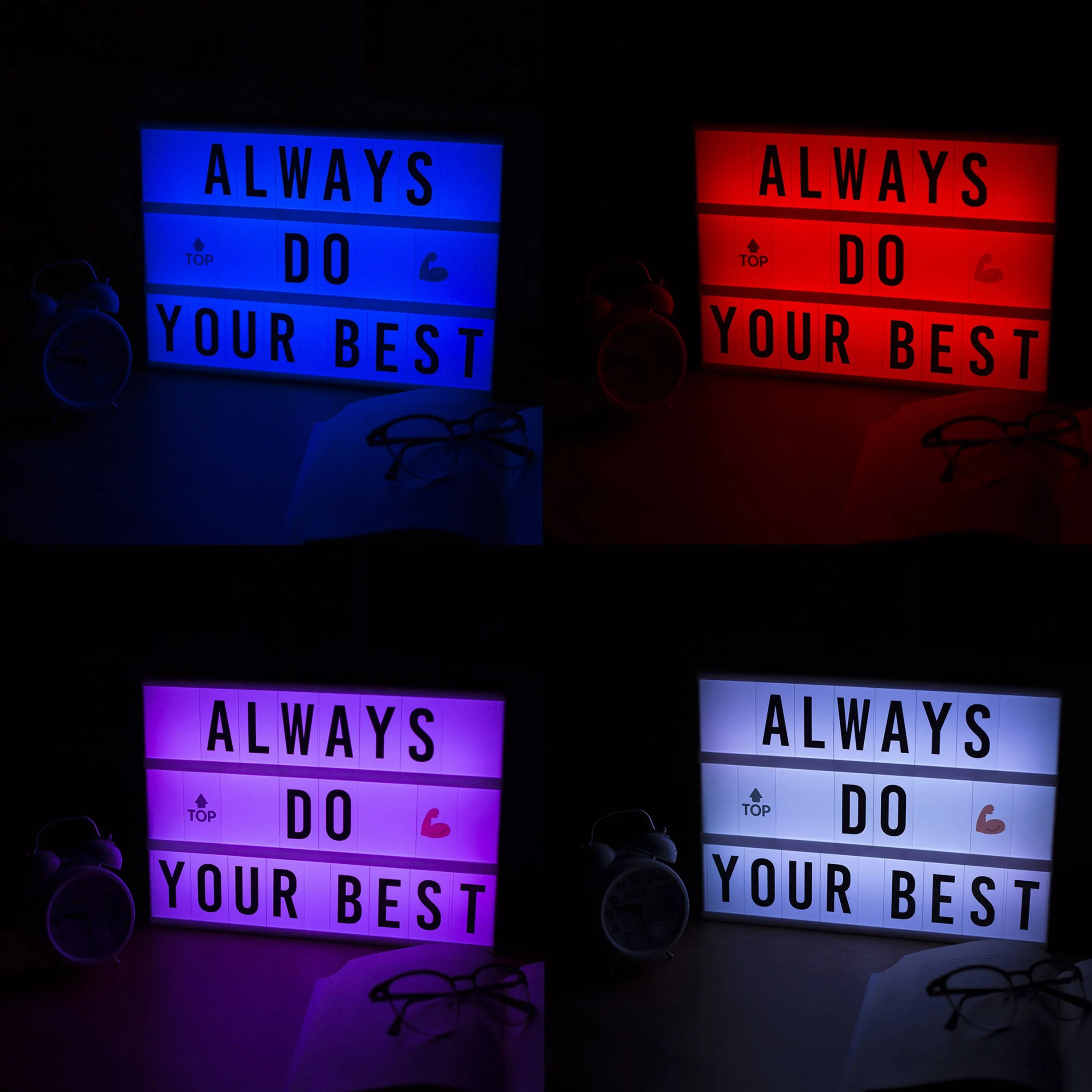 BONNYCO A4 Kinowy Lightbox Zmieniający Kolor z 400 Literami, Symbolami i Emoji, Pilotem i 2 Markerami. Led Lampka 16 Kolorów, Intensywności, Programów. Świecąca Tablica Nowość Prezenty