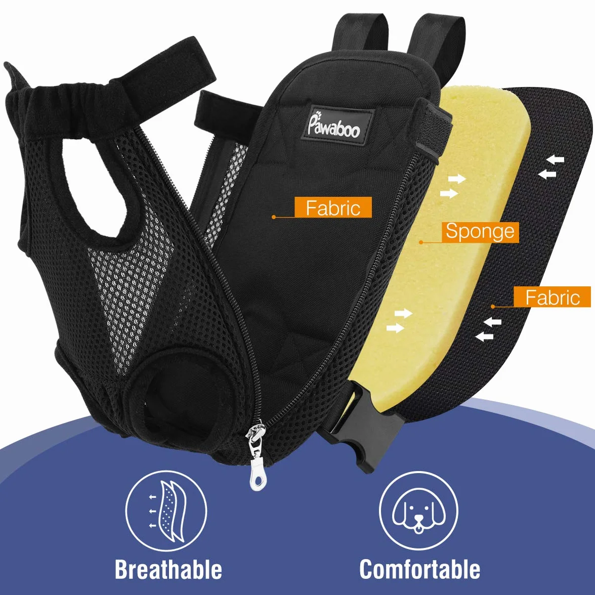 Adjustable Pet Carrier Backpack, Pet Front Dog Carrier Backpack, Legs Out, Easy-Fit for Hiking Traveling for Larger Size Dogs, Large Travel Bag, Large Size, Black
