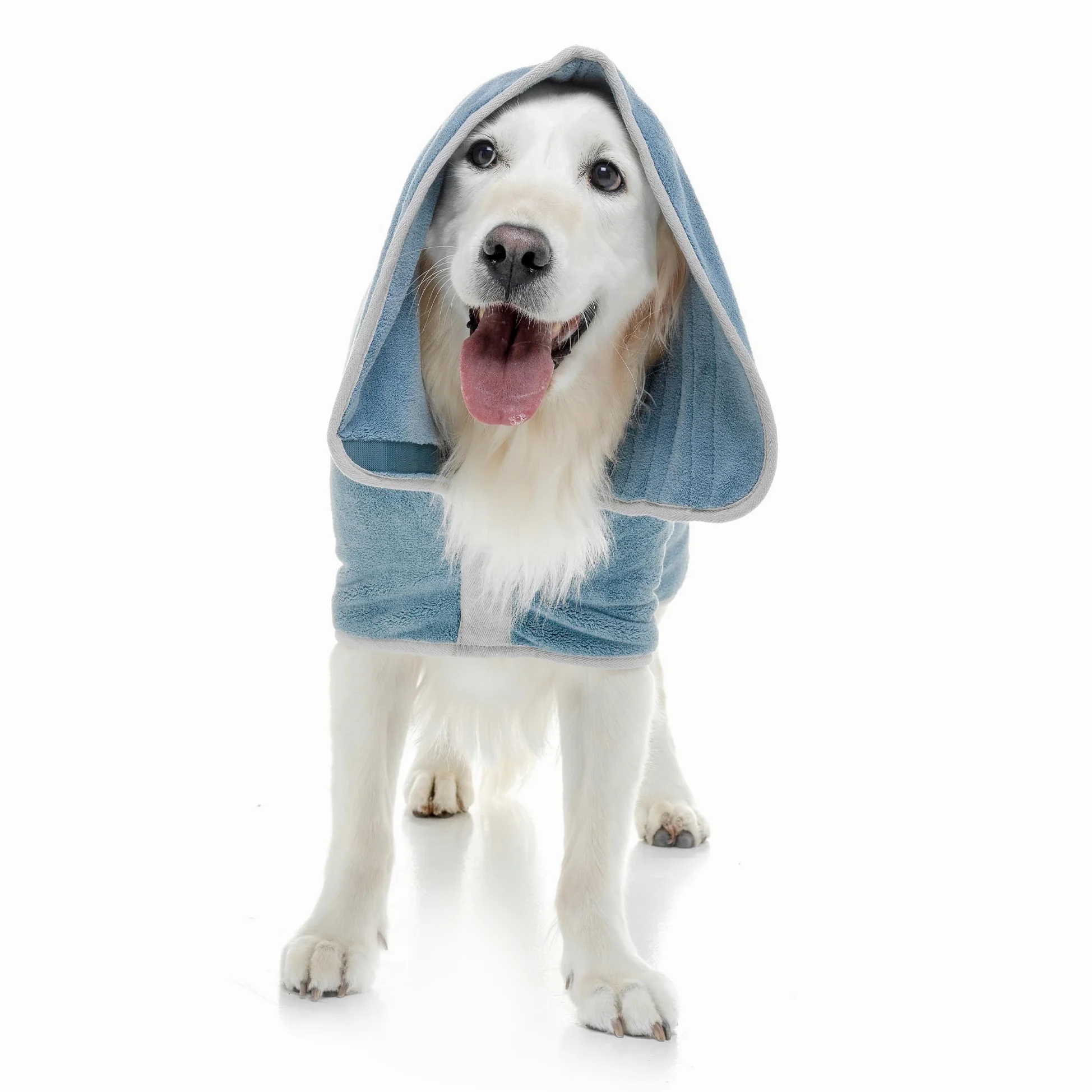 Lucky Paws® Płaszcz dla psa w Wielkiej Brytanii, dwuwarstwowy szlafrok do suszenia w ciągu kilku minut, super chłonny ręcznik dla psa i ultramiękki szlafrok dla psa w jednym luksusowym ręczniku dla