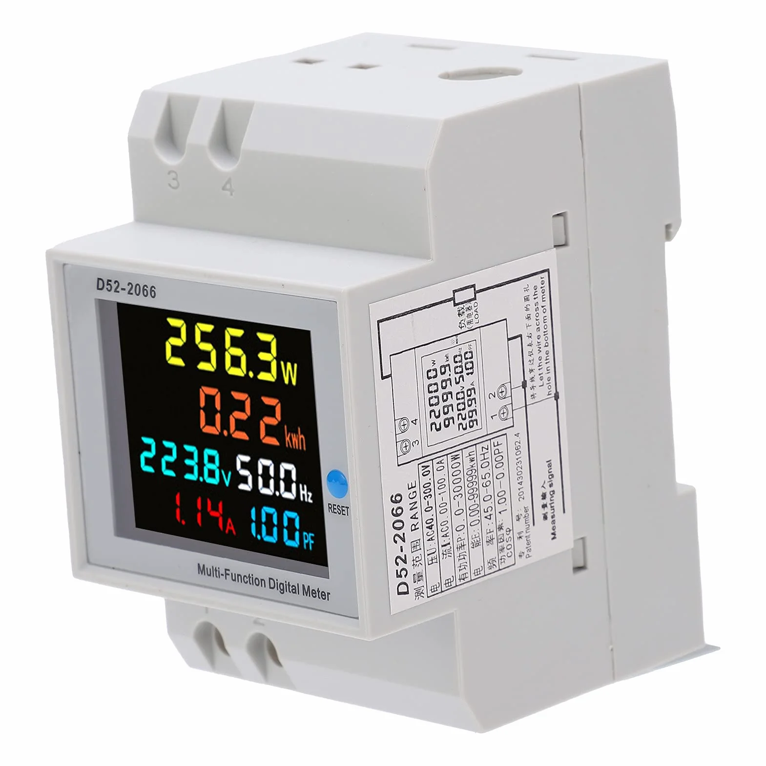 D52-2066 watomierz AC40.0-300.0V/AC0-100.0A Miernik mocy Wyświetlacz LCD Elektryczny miernik gospodarstwa domowego dla przemysłu chemicznego, elektrowni, systemów DOS