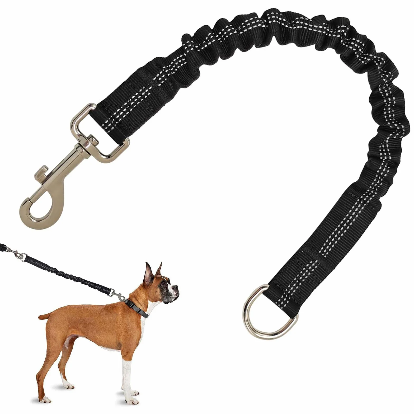 Bungee smycz dla psa, elastyczna smycz dla psa, amortyzator dla psów (2,5 x 75 cm), amortyzator szarpnięć dla psa, elastyczna smycz nylonowa, krótka smycz idealna amortyzacja podczas jazdy na